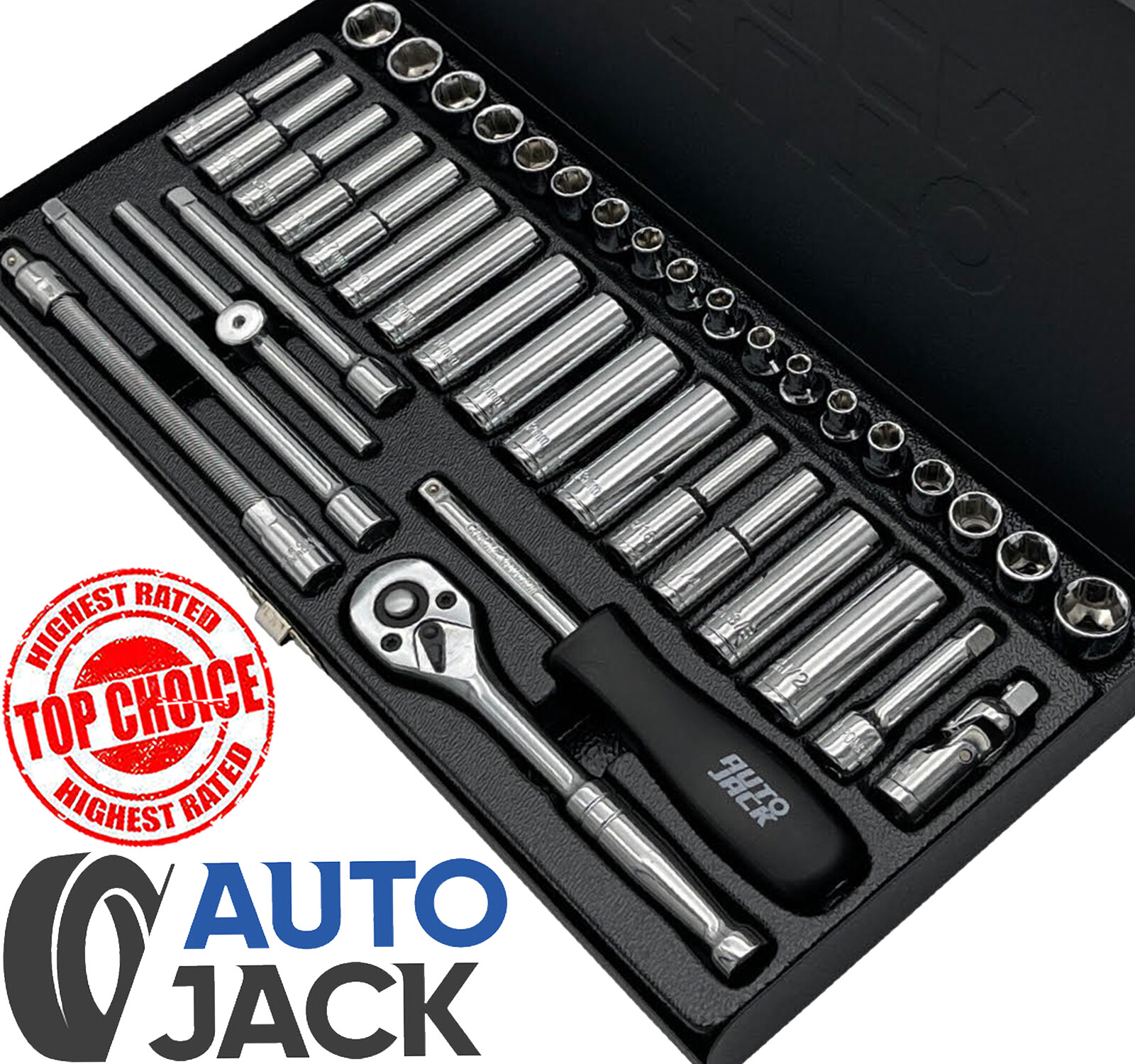 Socket Set ¼" Drive with Metric & Imperial Sizes Deep & Standard + Ratchet 41Pc