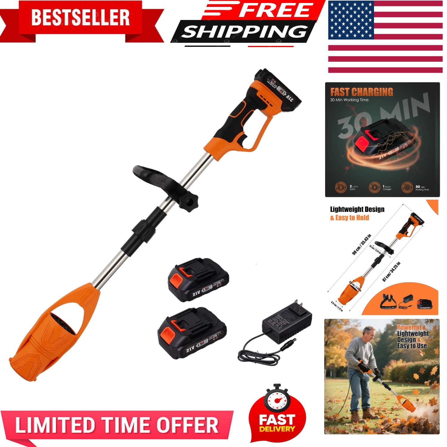 New Cordless Leaf Blower Vacuum Handheld Electric Leaf Blower With 2 Battery USA