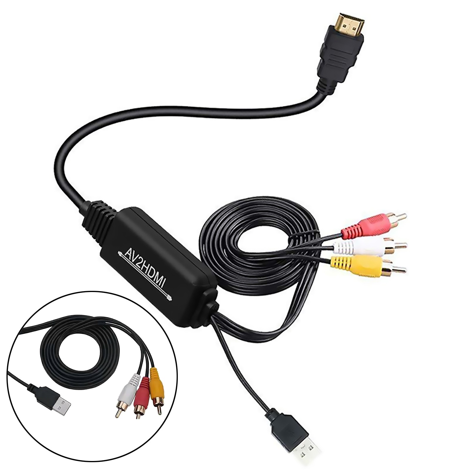 Composite Audio Video CVBS To HDMI Converter 3 RCA To HDMI Converter AV to HDMI