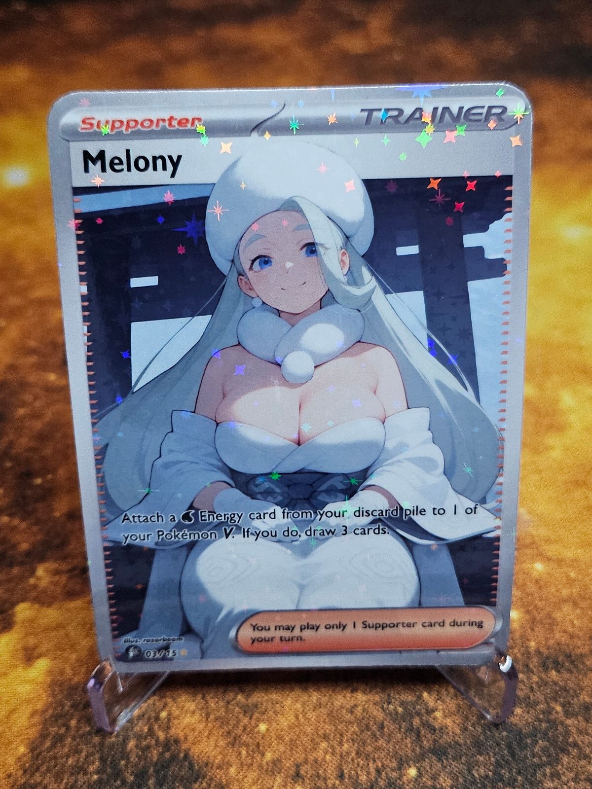 Melony Sexy Full Art Holofoil Pokemon Waifu Card SAKURA WINTER