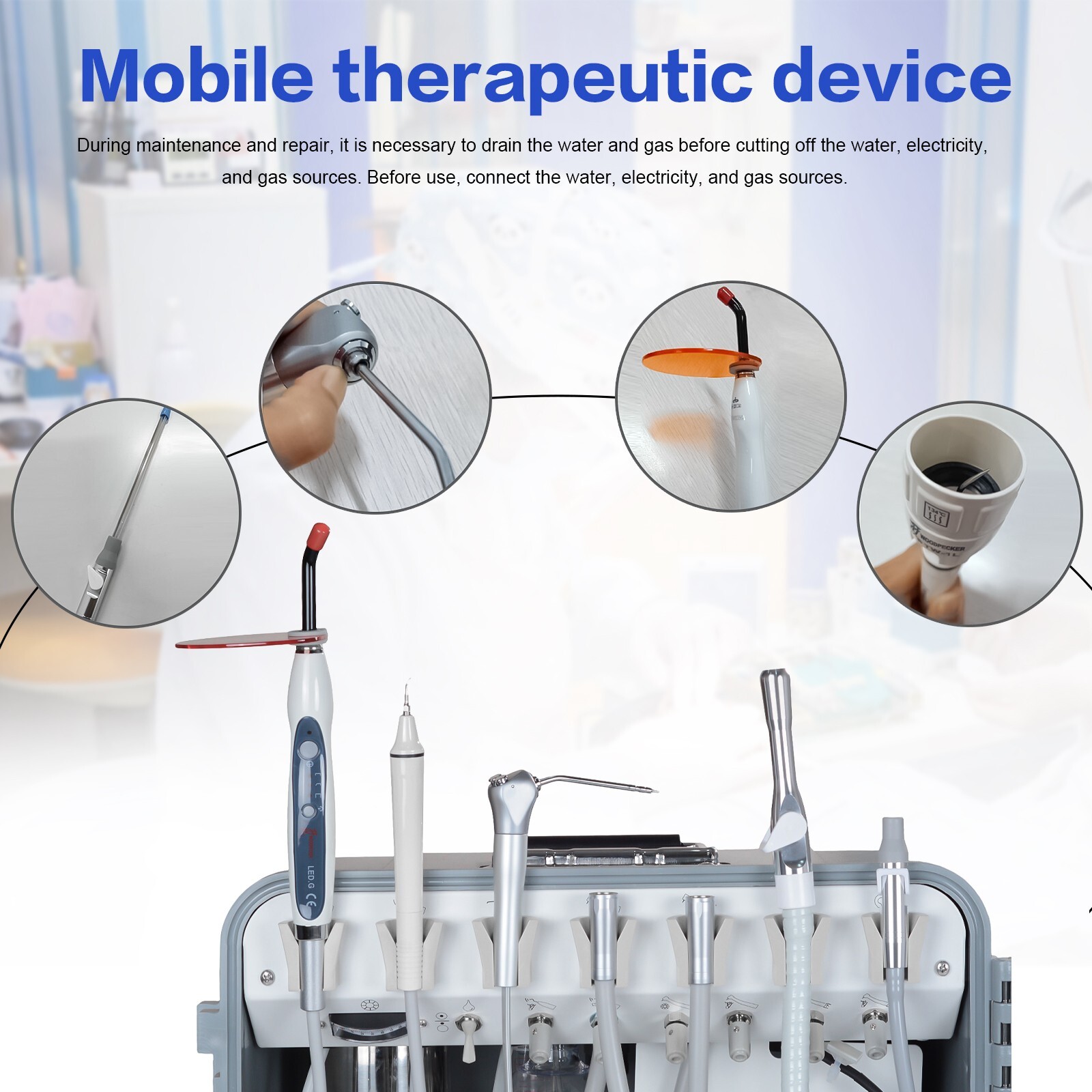 Dynamic DU852 Portable Dental Unit with Air Compressor and Ultrasonic Scaler 4H