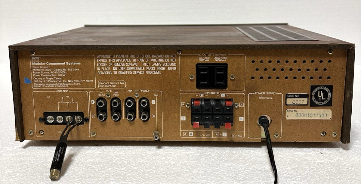 MCS MODULAR COMPONENTS SYSTEM RECEIVER 3225 Tested & Working!