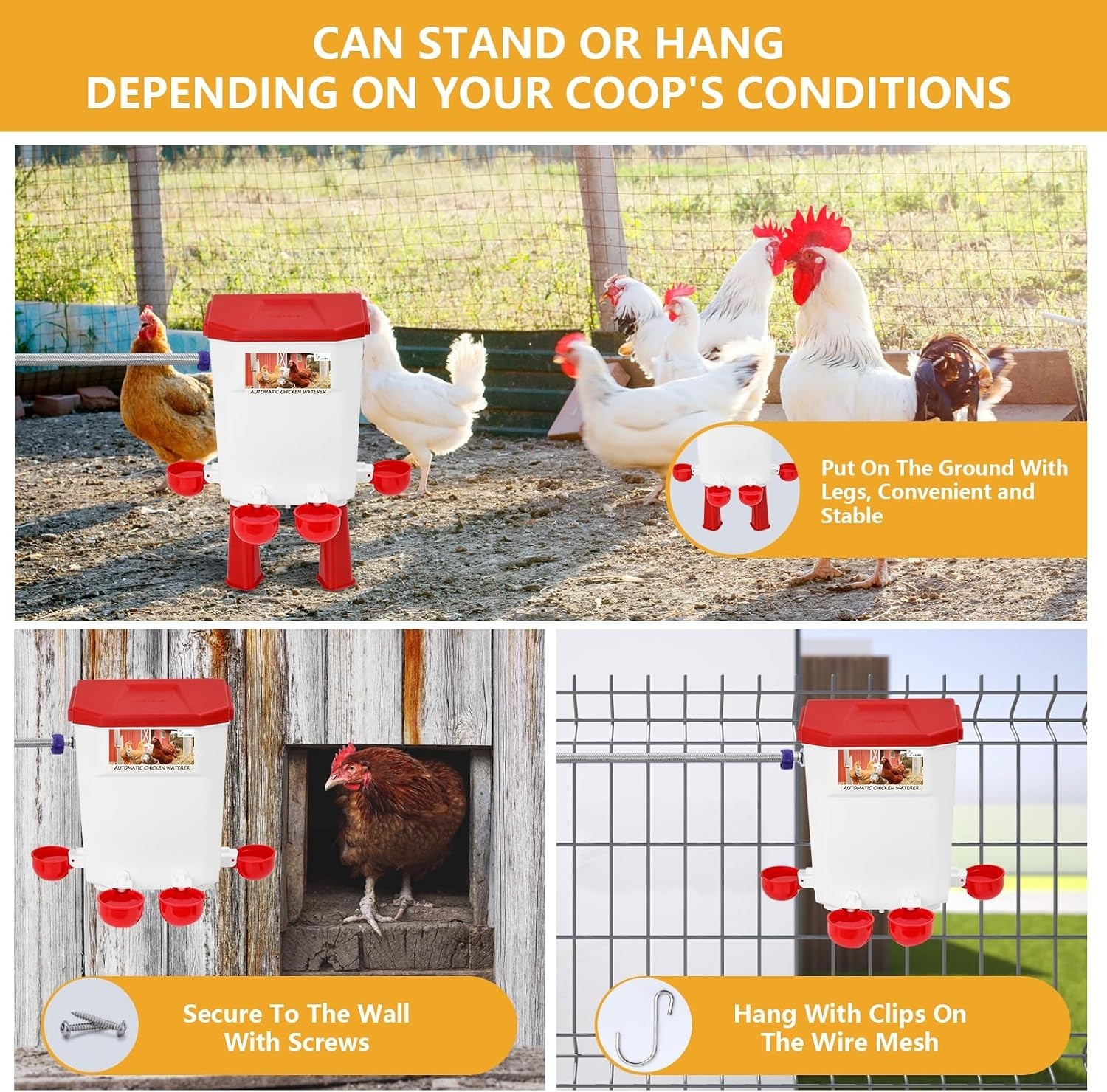Gravity-Fed Automatic Chicken Watering System - Leak-Proof Design, Eco-Friendly