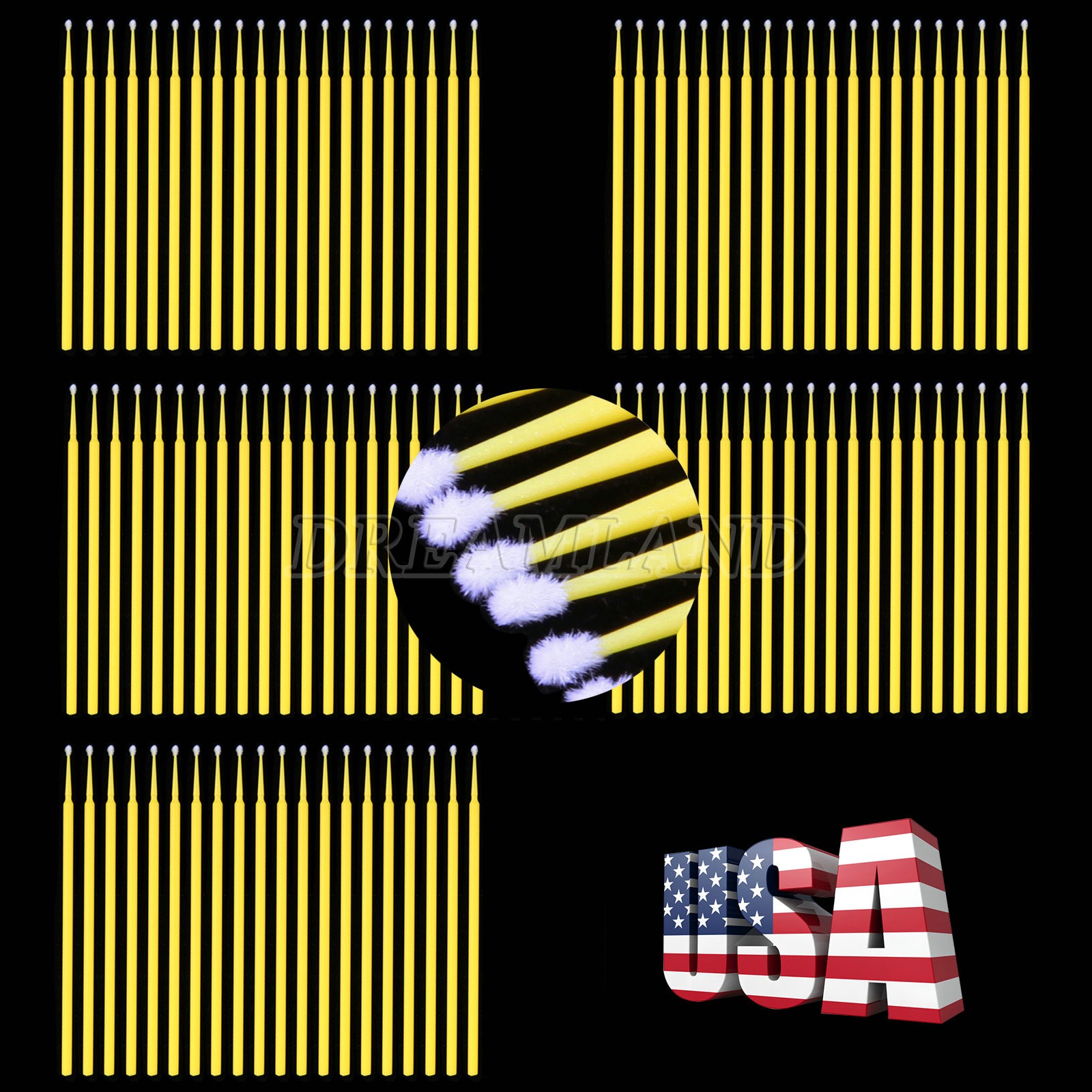 100 Microbrush Micro Brush Applicator Tips Regular Yellow 2.0 mm