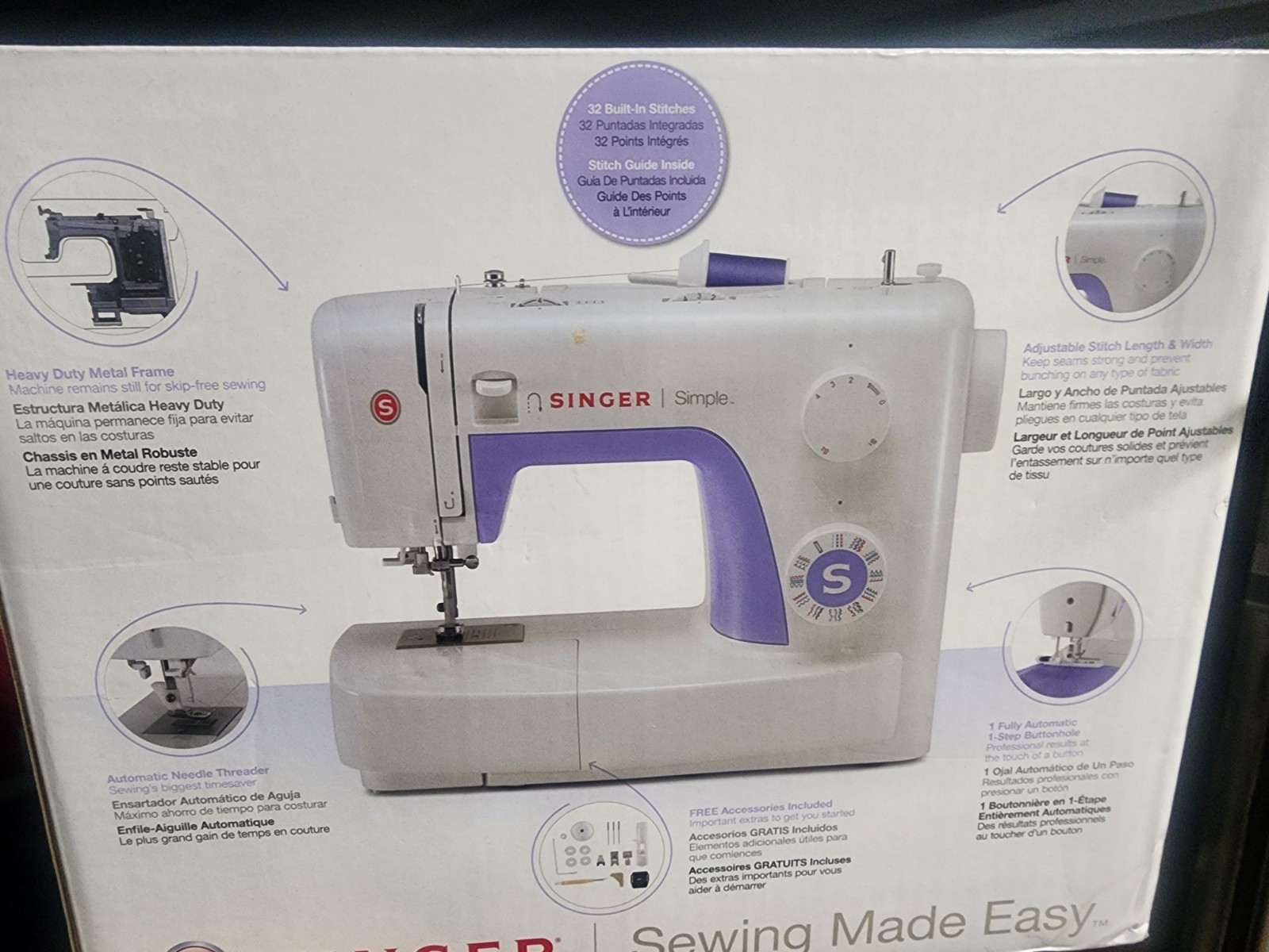 Singer Simple 3232 Sewing Machine Automatic Needle Threader New