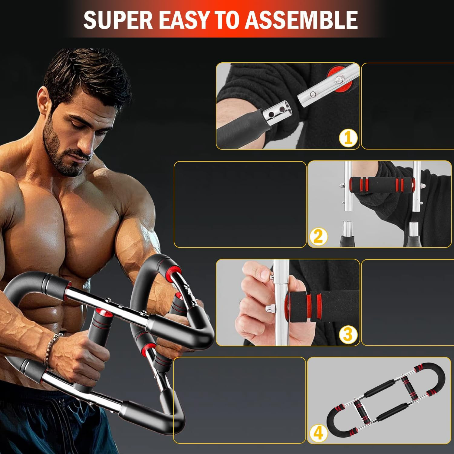 Latest-Gen Twister Arm Trainer, Adjustable Power Spring Workout Bar, Forearm Tri