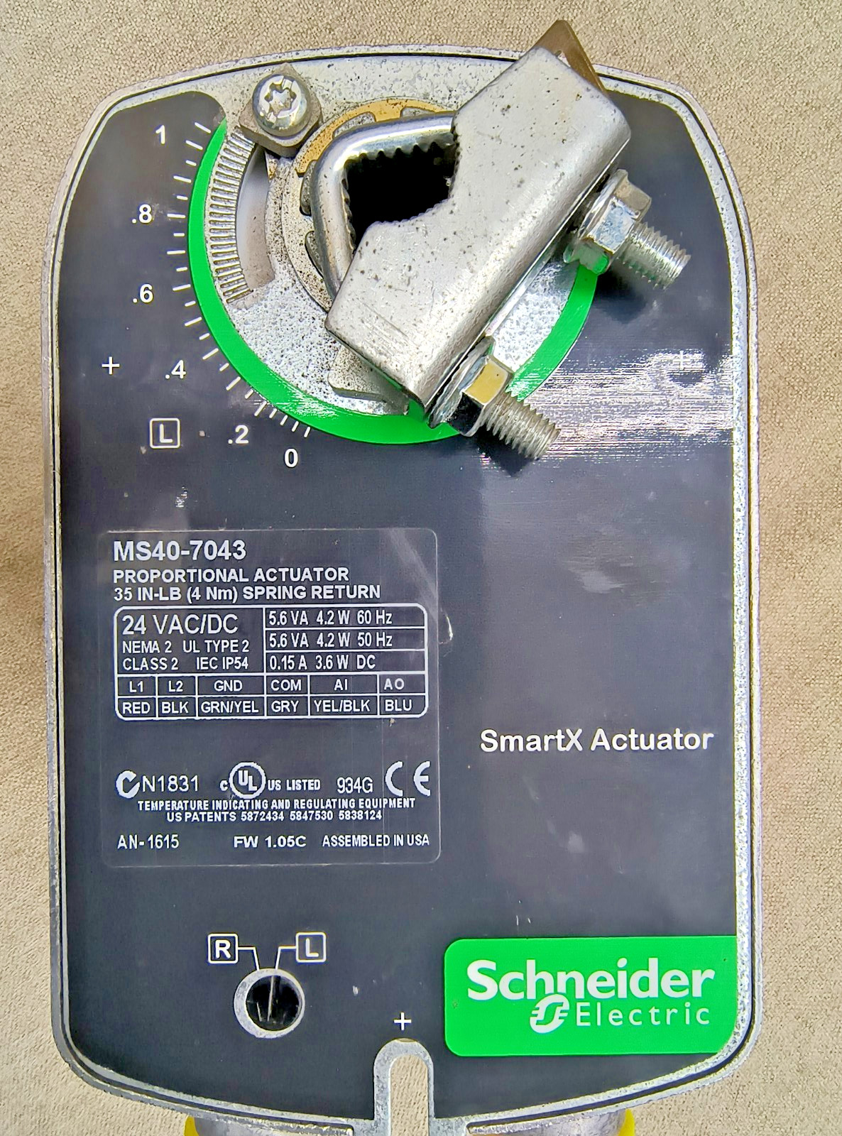 MS40-7043 Schneider Electric 24V Damper Actuator SmartX Spring Return Metal