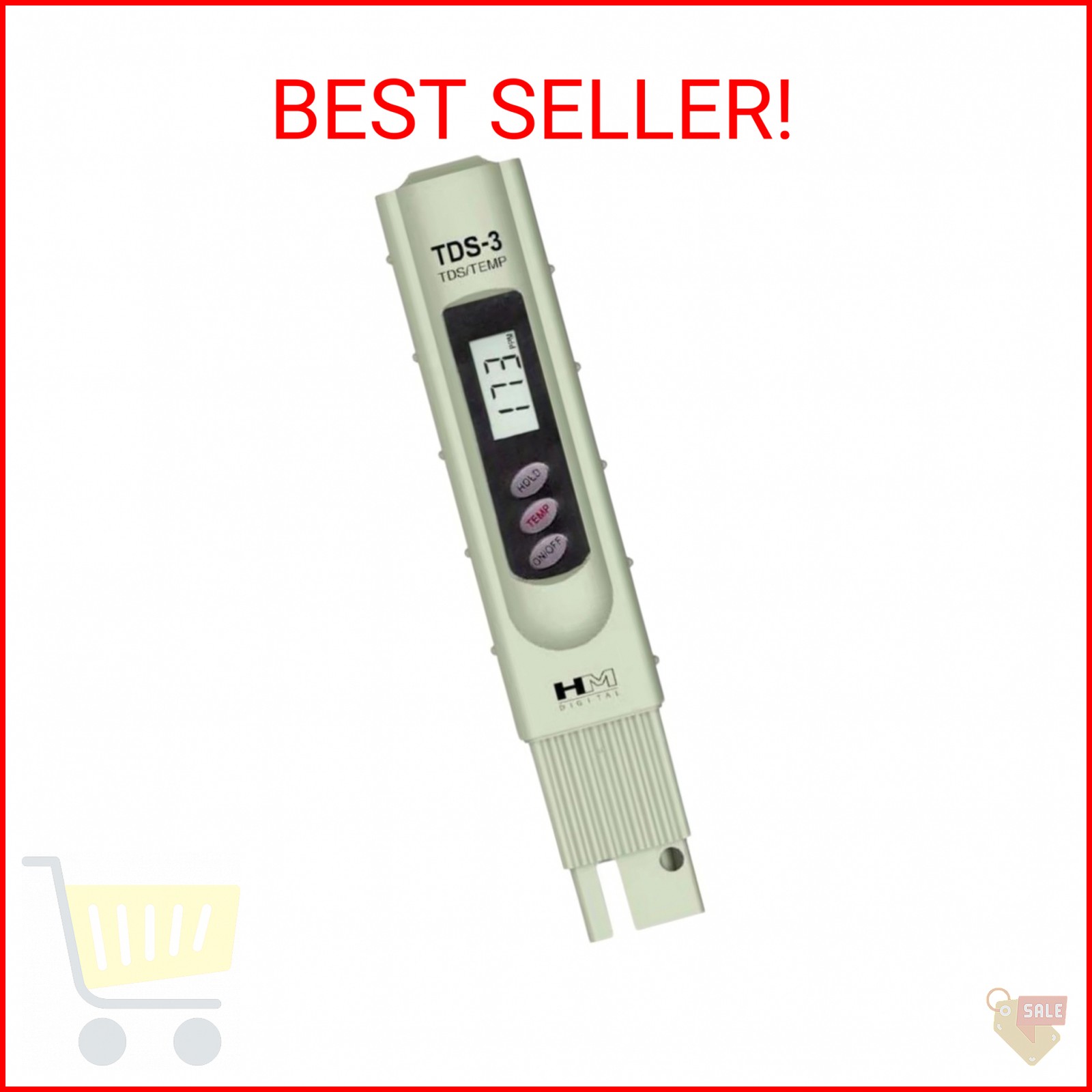 HM Digital TDS-3 Handheld TDS Meter With Carrying Case, 0 - 9990 ppm TDS Measure