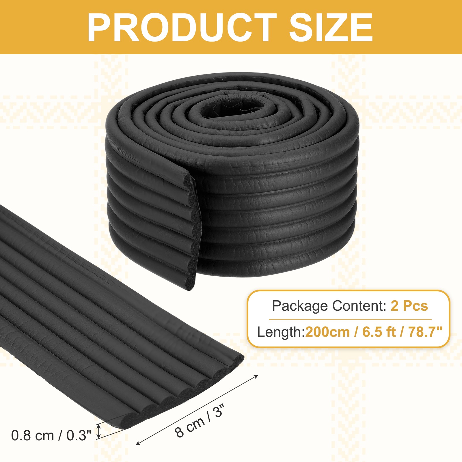 Bunk Bed Ladder Pad, (2m/6.5 Ft, Black)(2 Pcs), Bunk Bed Step Foam Padding