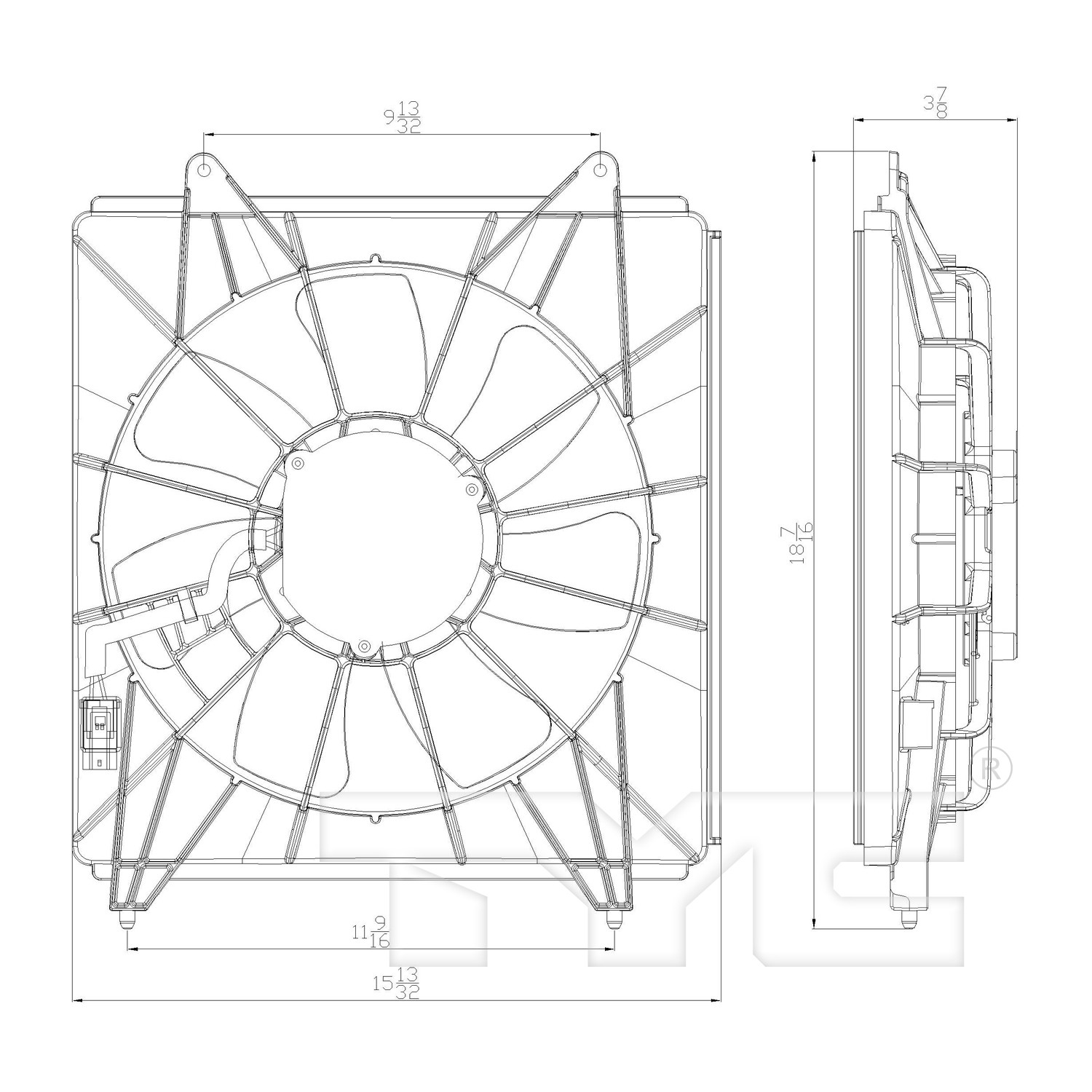 Condenser Cooling Fan Assembly for 13-17 Honda Accord V6 HO3113133 38611-RL8-A01