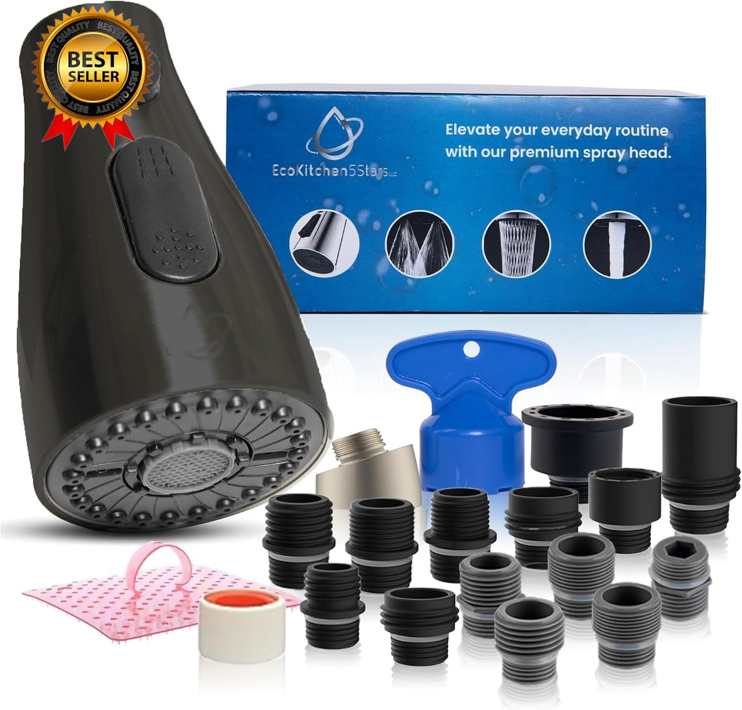 Ecokitchen5Stars Pull Down Kitchen Faucet Head Replacement 3 Function Sprayer...