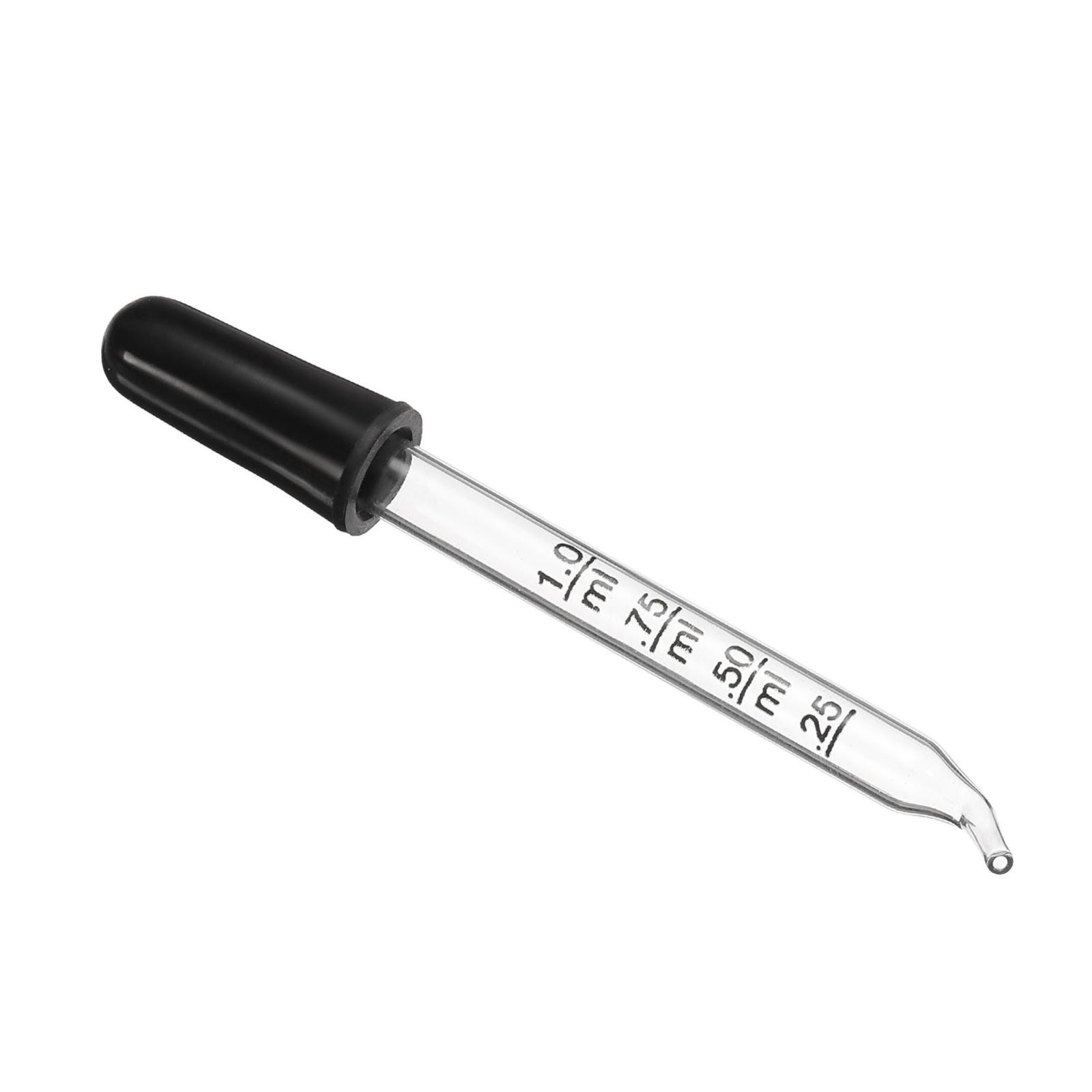 Eye Dropper, 1pcs 1ml Glass Bent Tip Graduated Dropper with Bulb Tube, Clear