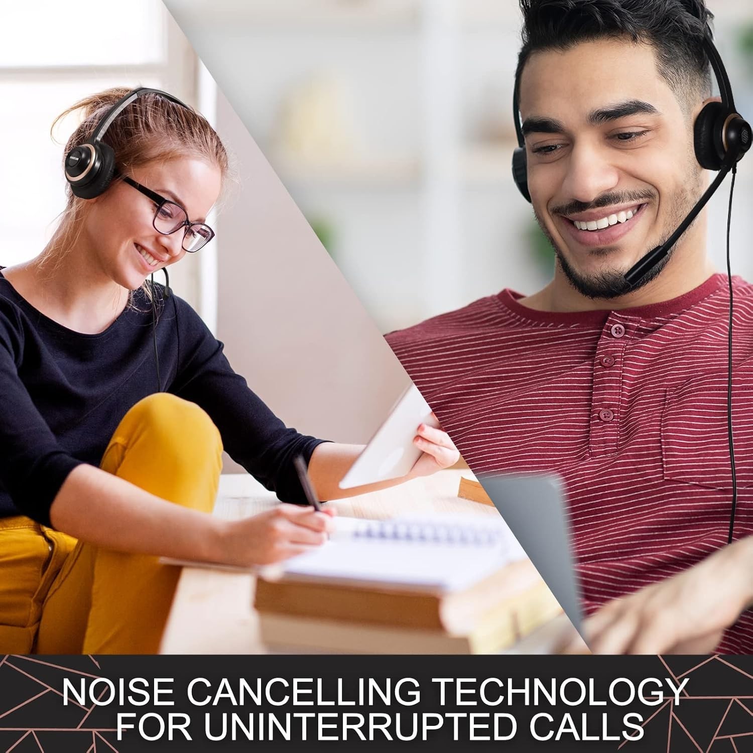 Headset with Microphone - Noise Canceling Computer Headset for Office, Meetin...