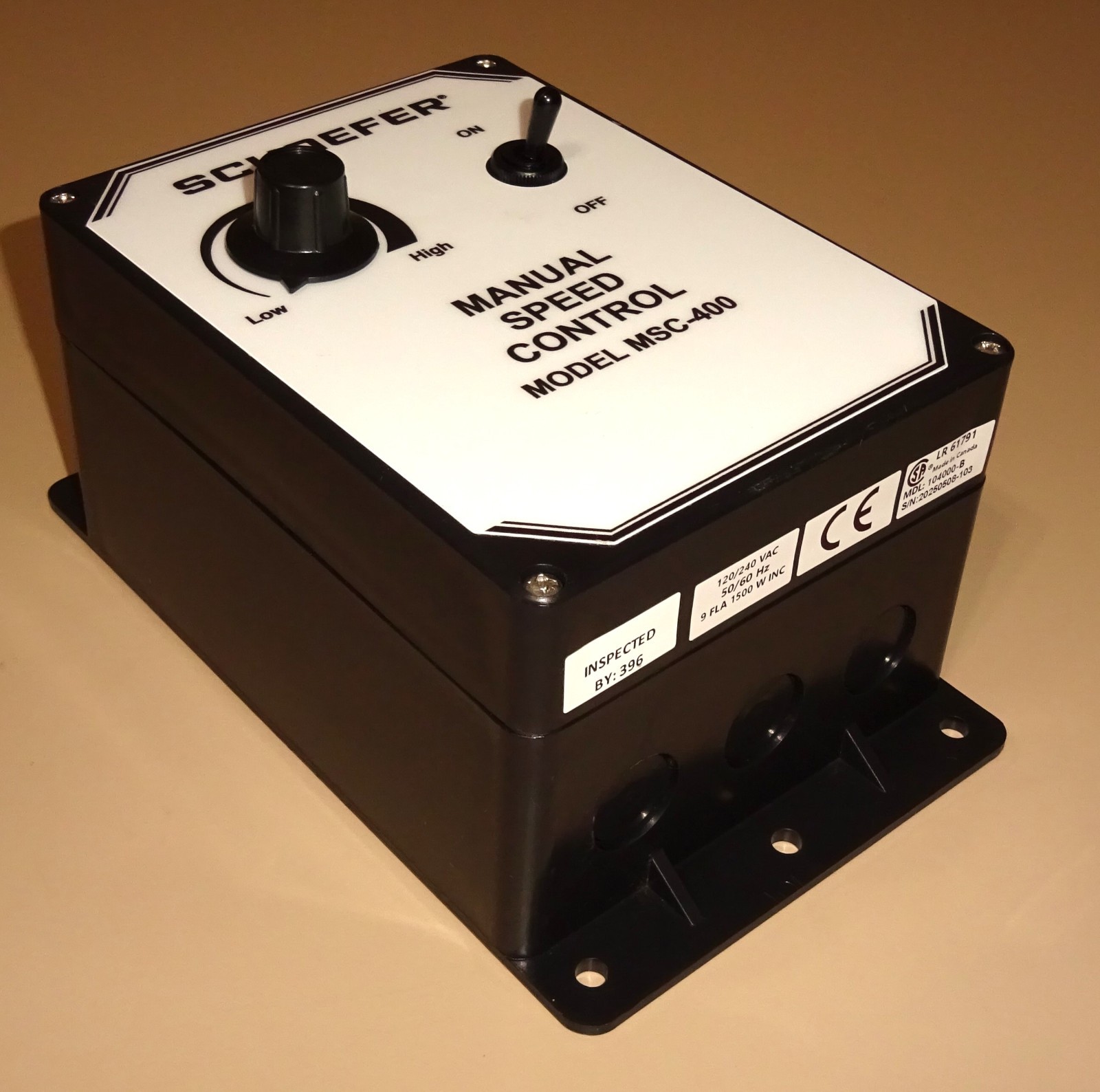 Schaefer MSC-400B Manual Variable Speed Control MSC400B 120/240 VAC NEW