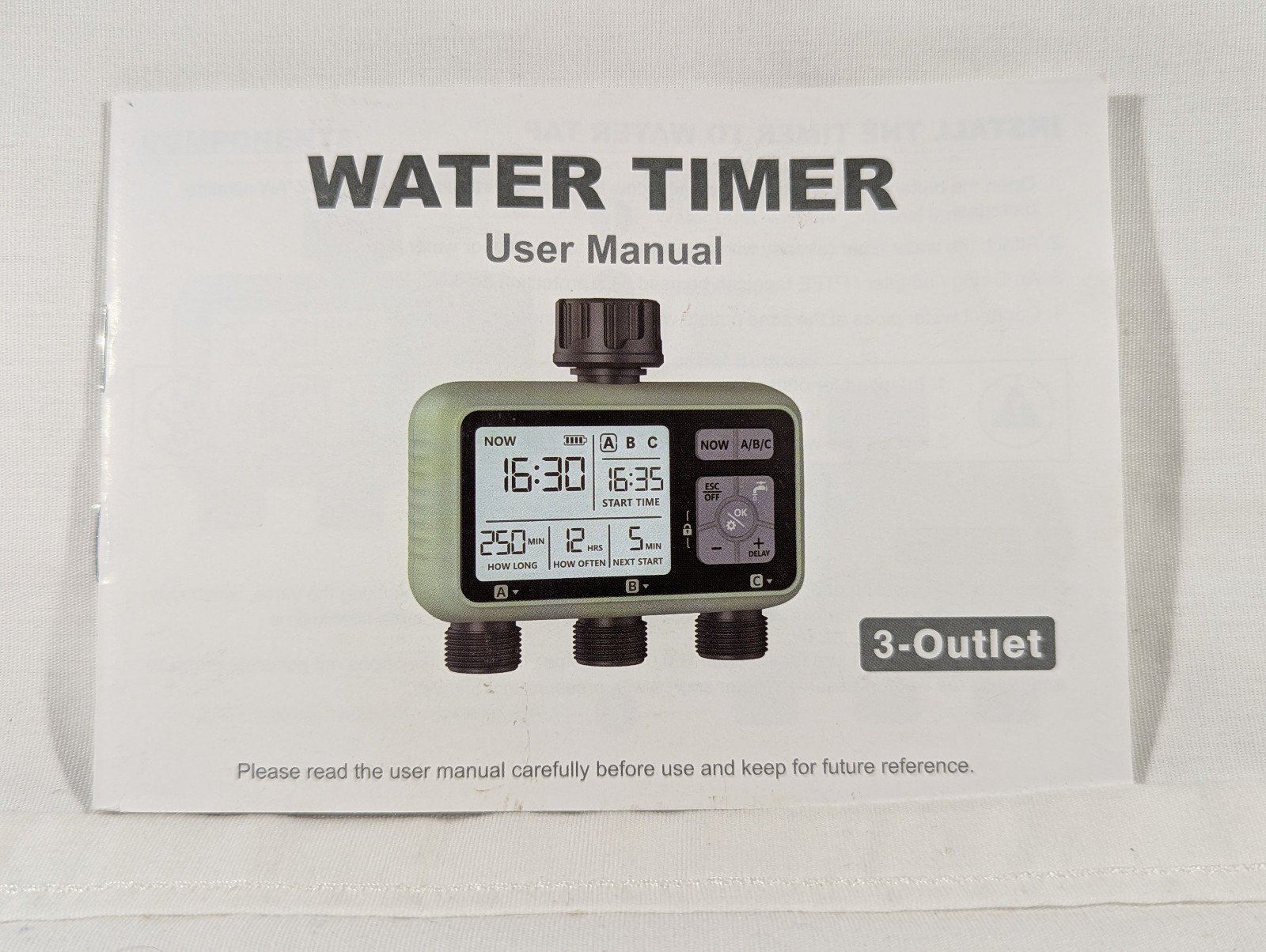 VEVOR Water Timer HCT-378 3 Zone Smart Irrigation Controller Hose Watering READ