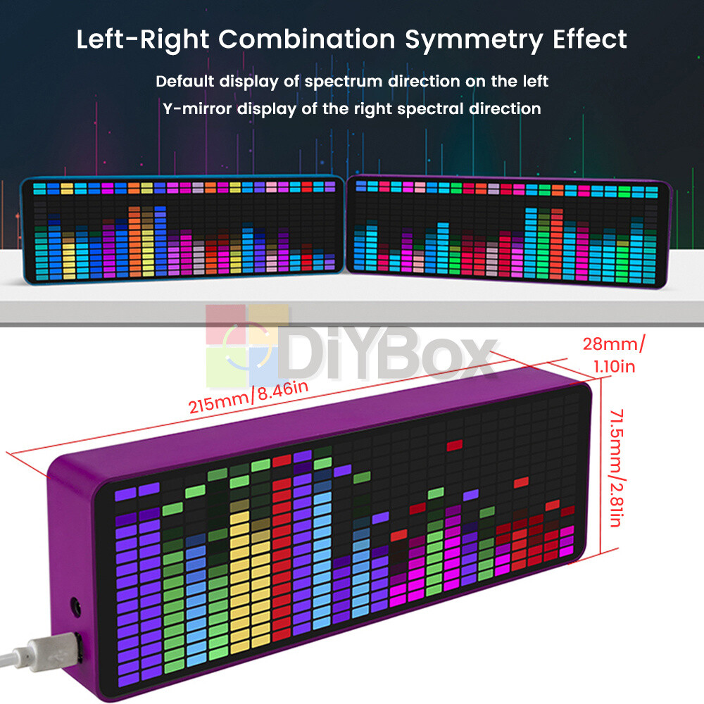 MIC+CABLE Sound Level Meter Clock LED Audio Display Music Spectrum Visualizer