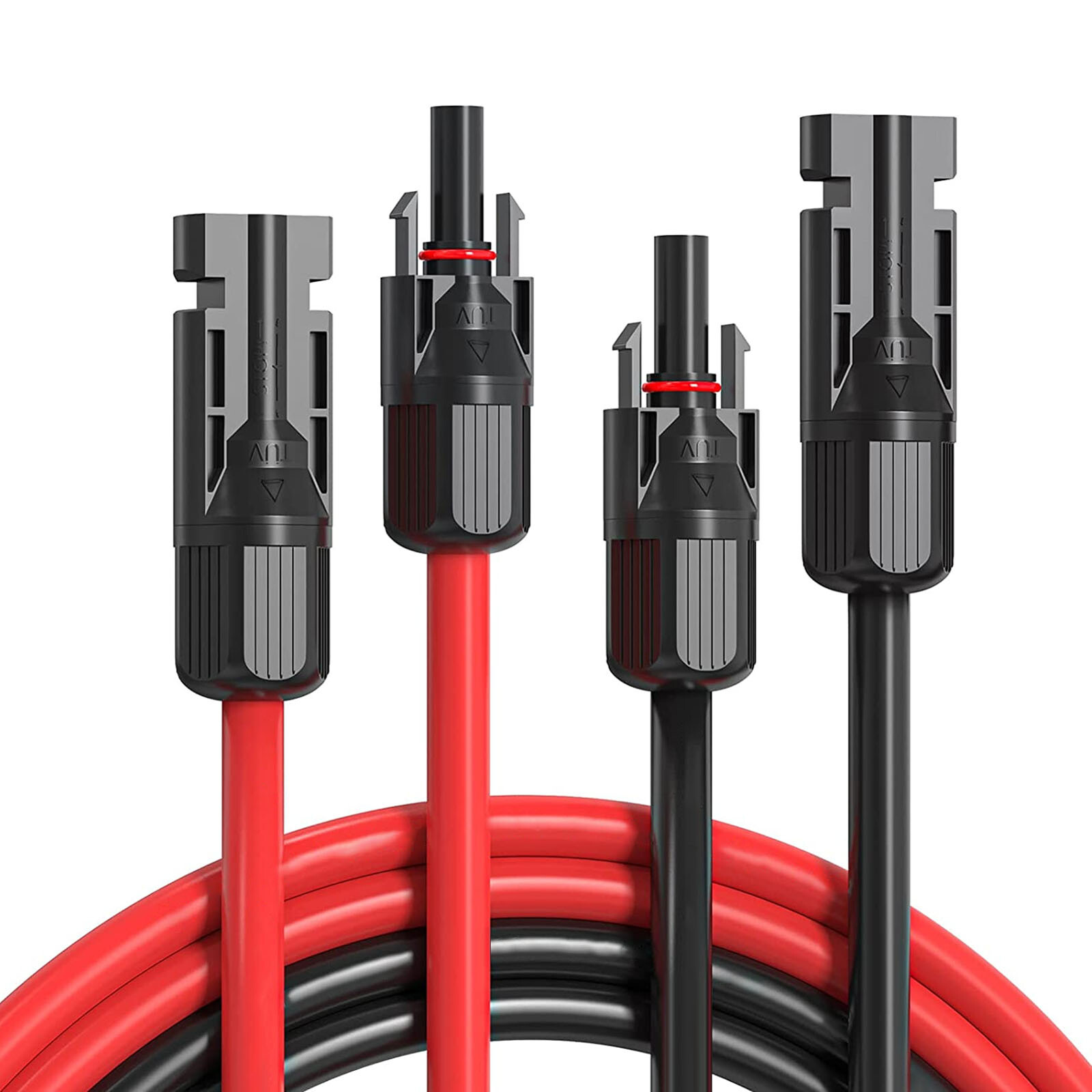 1 Pair Solar Panel Battery Extension Cables 10AWG Solar Panel Cables Black+Red