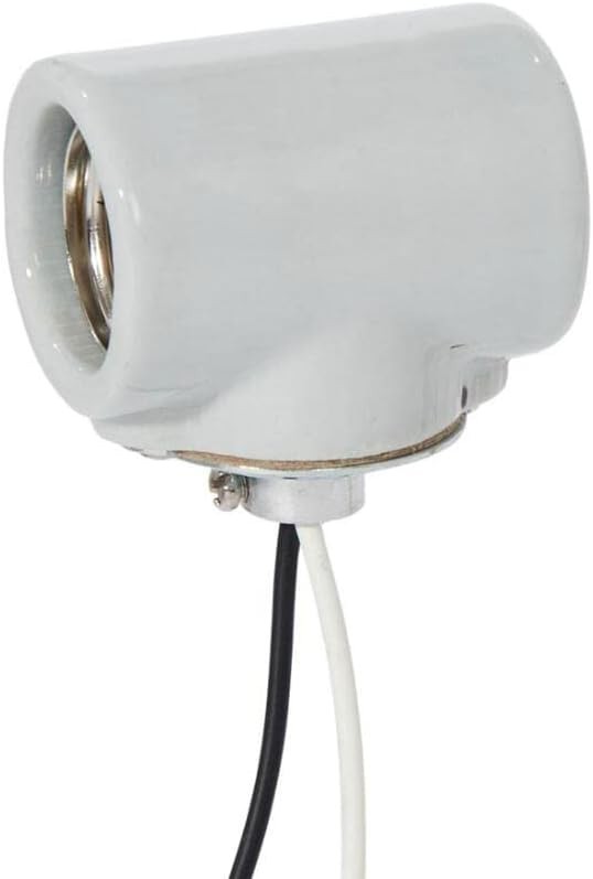 Twin Glazed Porcelain E-26 Socket with Flange Bushing,Porcelain Medium Base E...