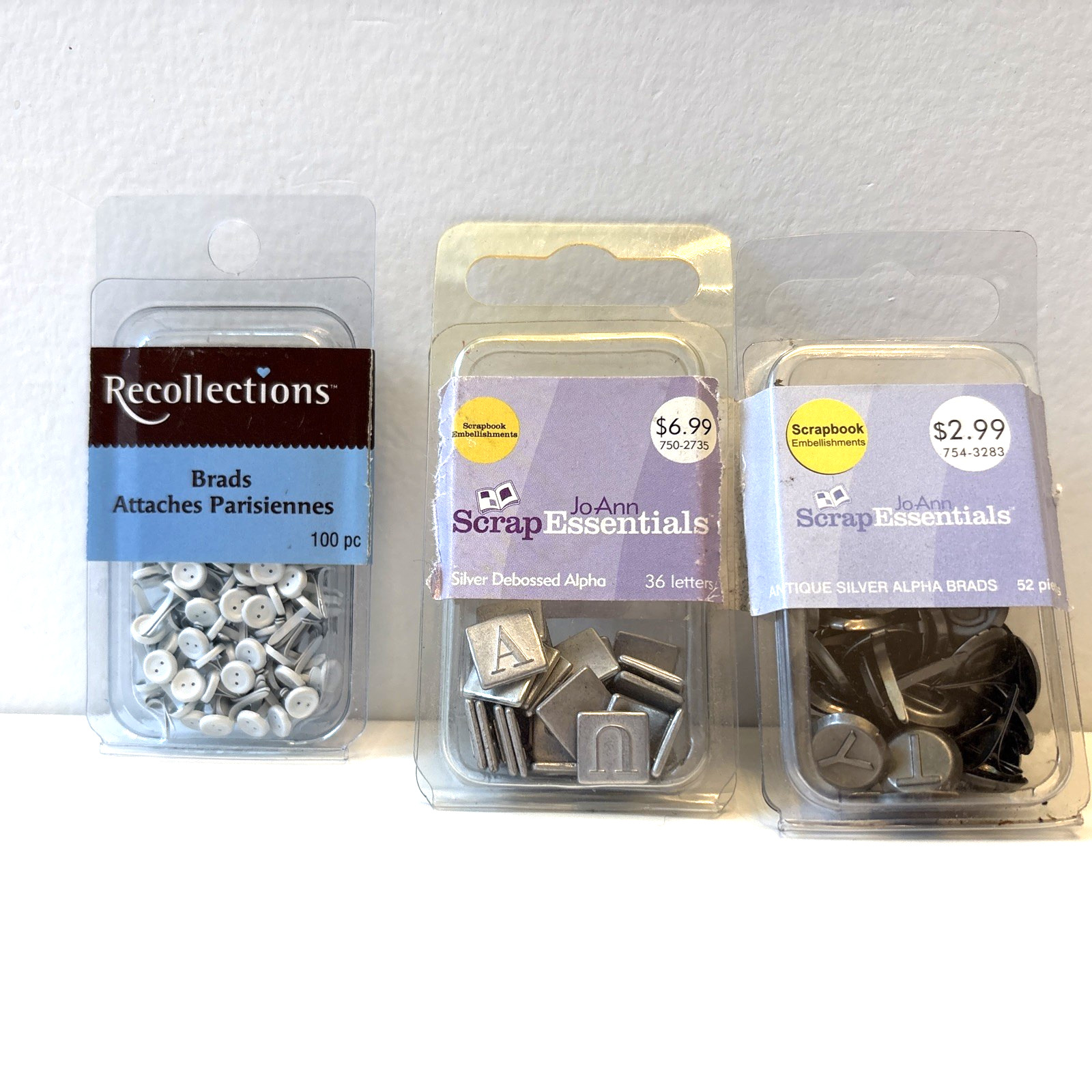 Scrapbooking Brads Metal Joann Alpha Assortment Recollections White Brads
