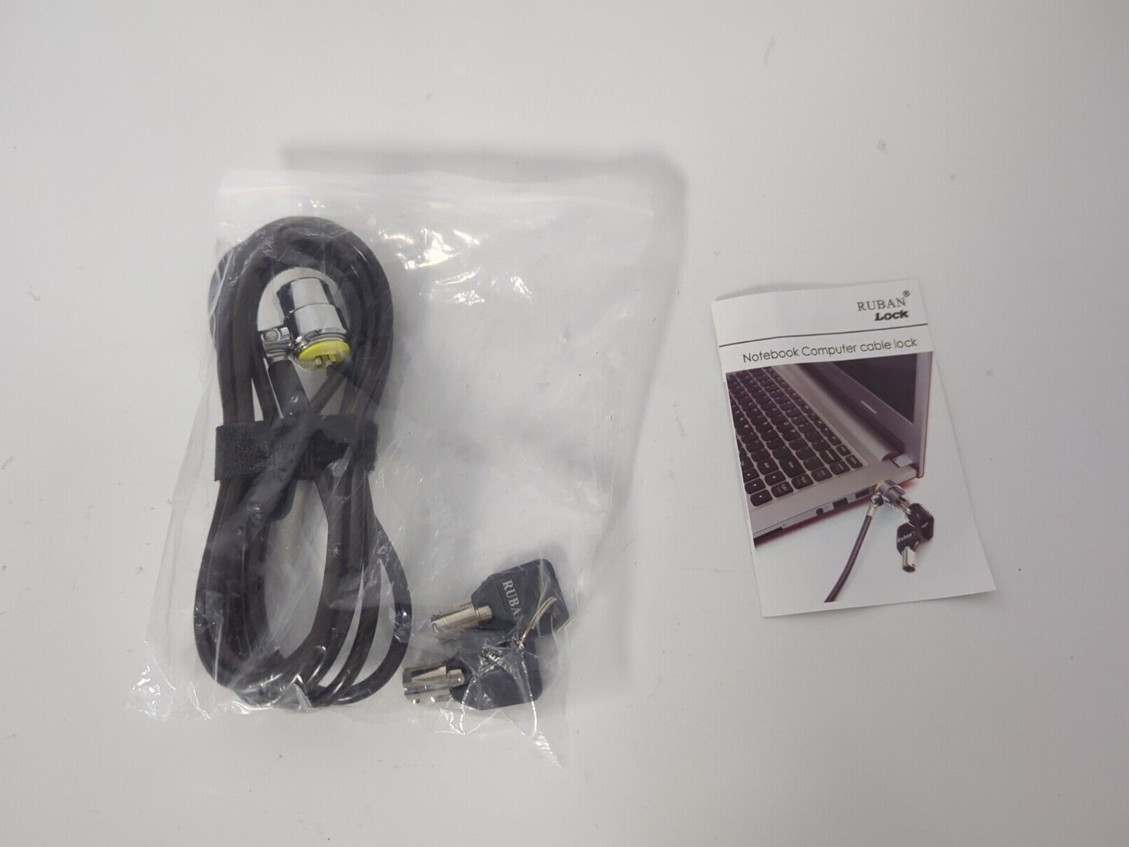 RUBAN NOTEBOOK LOCK AND S TWO KEYS  6.2 FOOT BLACK