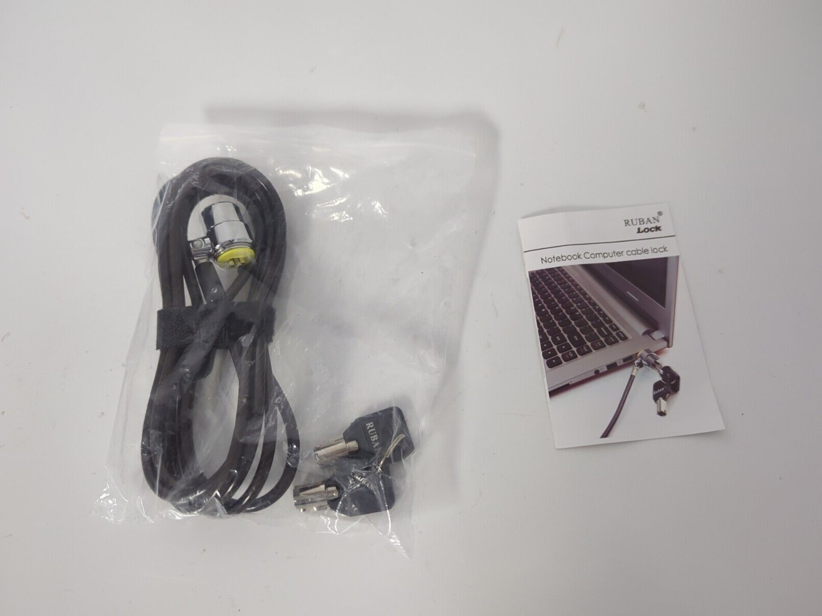 RUBAN NOTEBOOK LOCK AND S TWO KEYS 6.2 FOOT BLACK