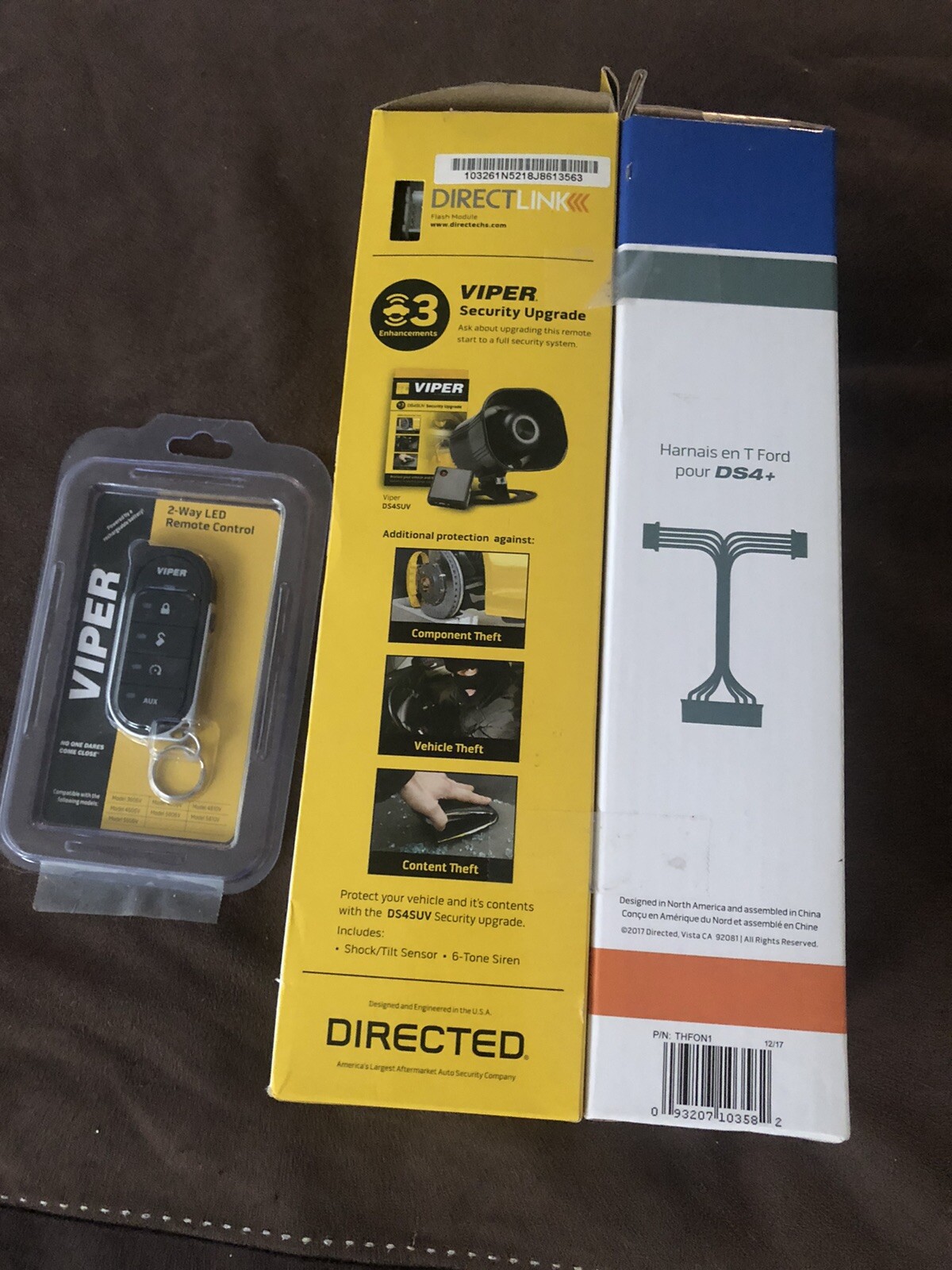 Viper remote car starter with Ford wire harness and extra remote.