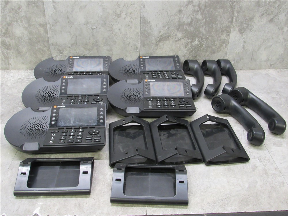 Lot of 5 Shoretel/Mitel IP485G 8-Line Backlit Screen Office Telephones w/ Stand