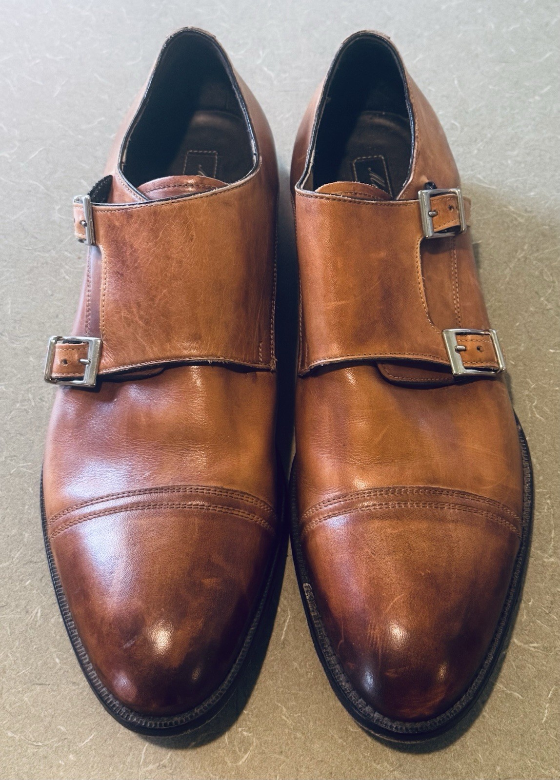 Marco Vittorio Double Monk Dress Shoes Brown Leather Cap Toe Italy Men’s 11.5