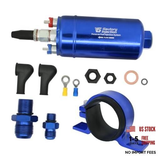 Universal External Inline Electric Fuel Pump High Flow 300LPH Blue with Bracket