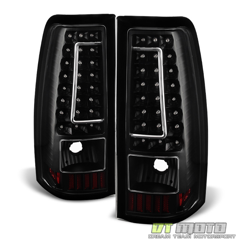 2003-2006 Chevy Silverado 1500 2500HD 3500 Black LED Tail Lights Brake Lamps Set