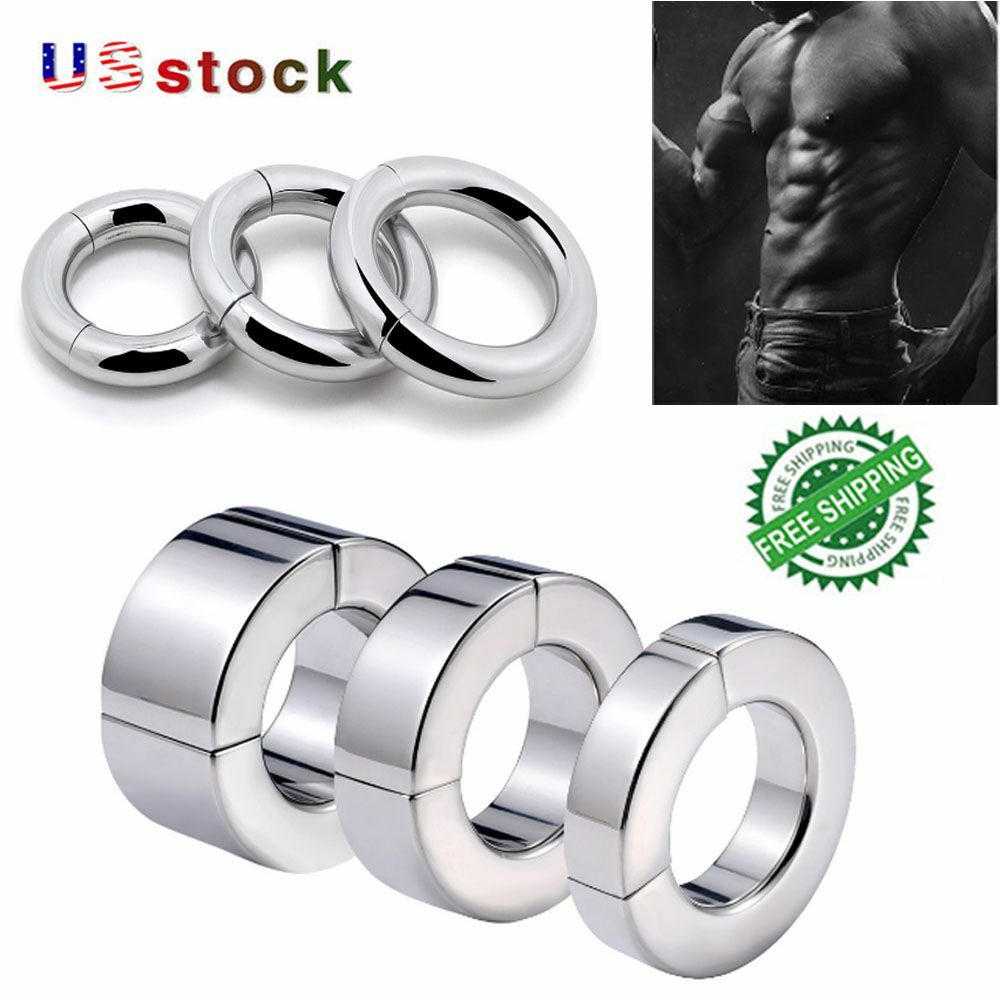 Stainless Steel Magnetic Ball Stretcher Male Enhancer Chastity Ring Heavy Duty
