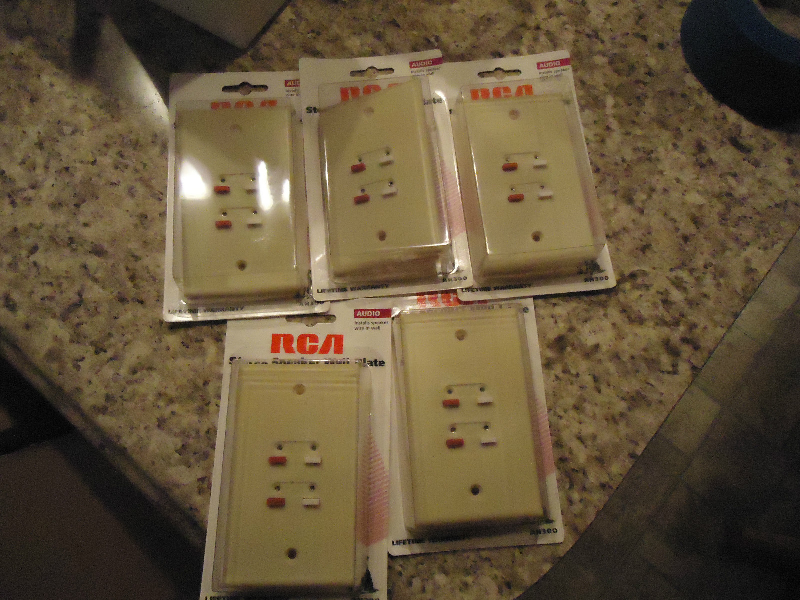 RCA # AH300  STEREO SPEAKER WALL PLATE BEIGE **LOT of 5**  (NEW)