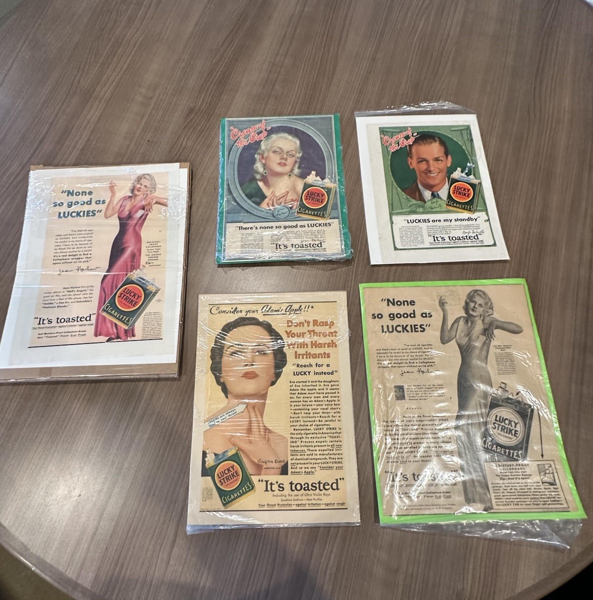 Vintage Lucky Strike Cigarette Ads From 1931, 1932 Lot Of 5
