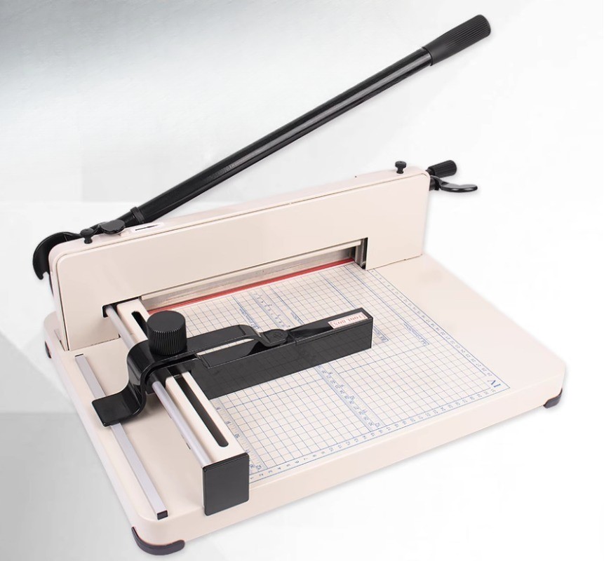 858A4 Heavy-Duty Thick-Sheet Paper Cutter with Manual Blade Adjustment