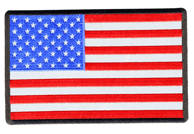 Reflective American Flag EMROIDERED IRON ON 5 INCH PATCH