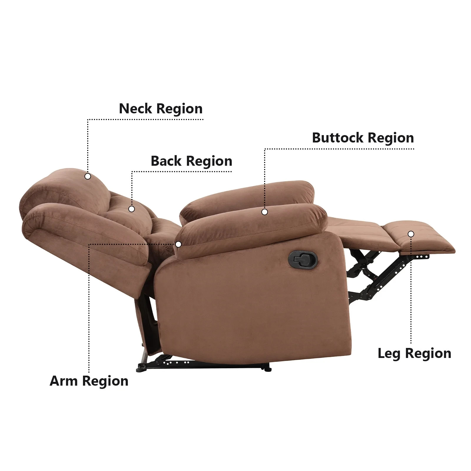 EBELLO Modern Comfort Reclining Chair Breathable Fabric Manual Recliner Chair