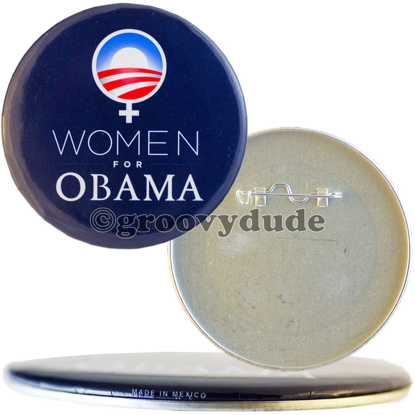 Barack Obama 2008 President Women Logo 3" Cello Pinback Button Made In Mexico!