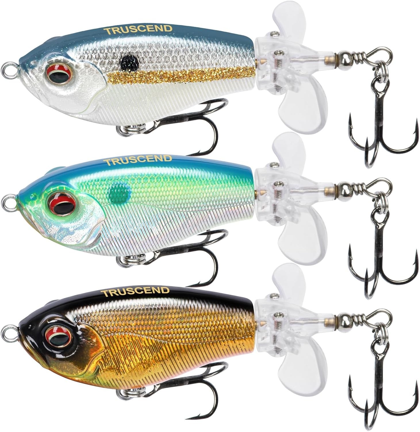 TRUSCEND® PoPobait Topwater Bass Lure 3" Plopper Lure with Double Blade