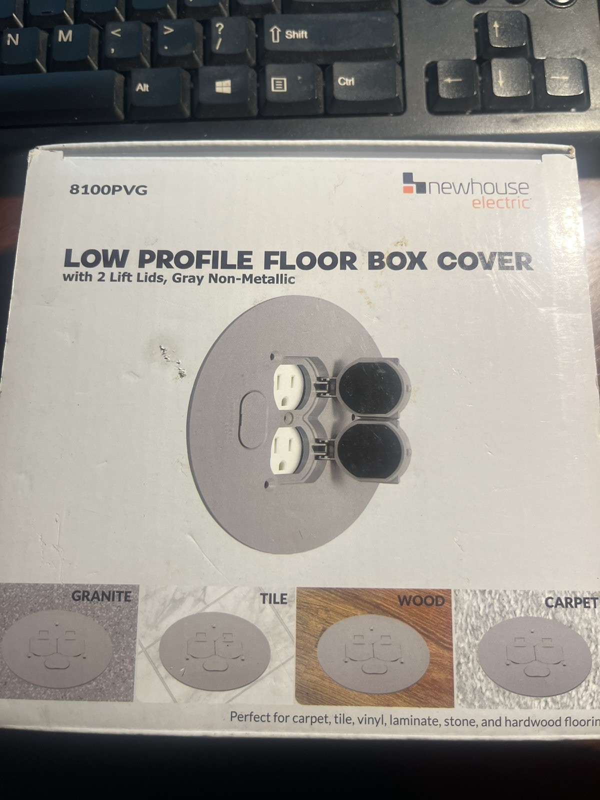Low Profile Round Floor Box Cover Gray Plastic 8100PVG