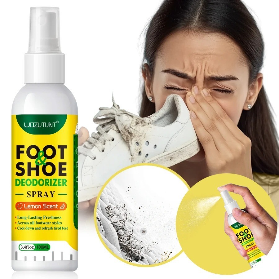 100ml Foot Shoes Deodorizer Spray Lemon Antibacterial Odor Remover Freshener