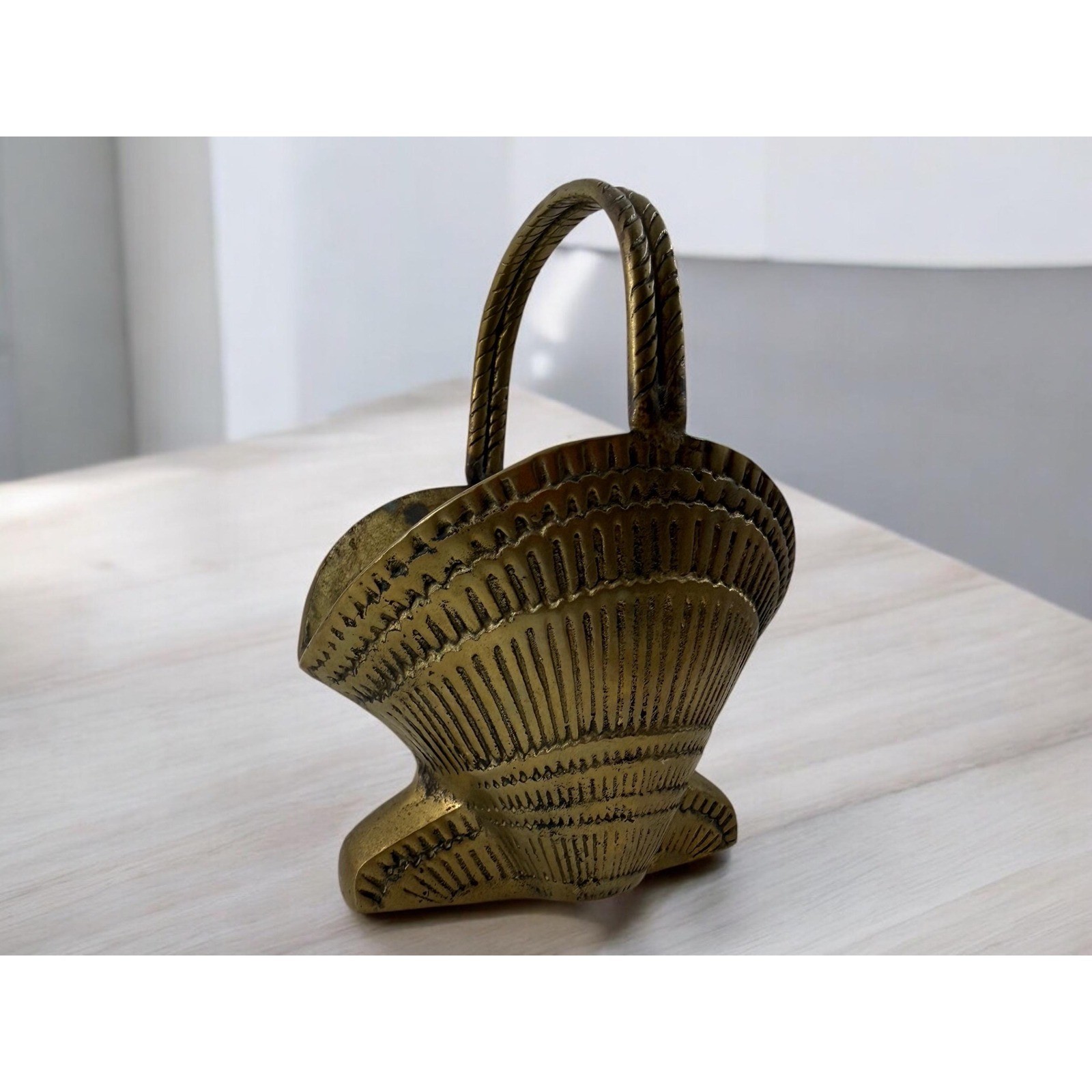 Vintage Shell Design Brass Basket