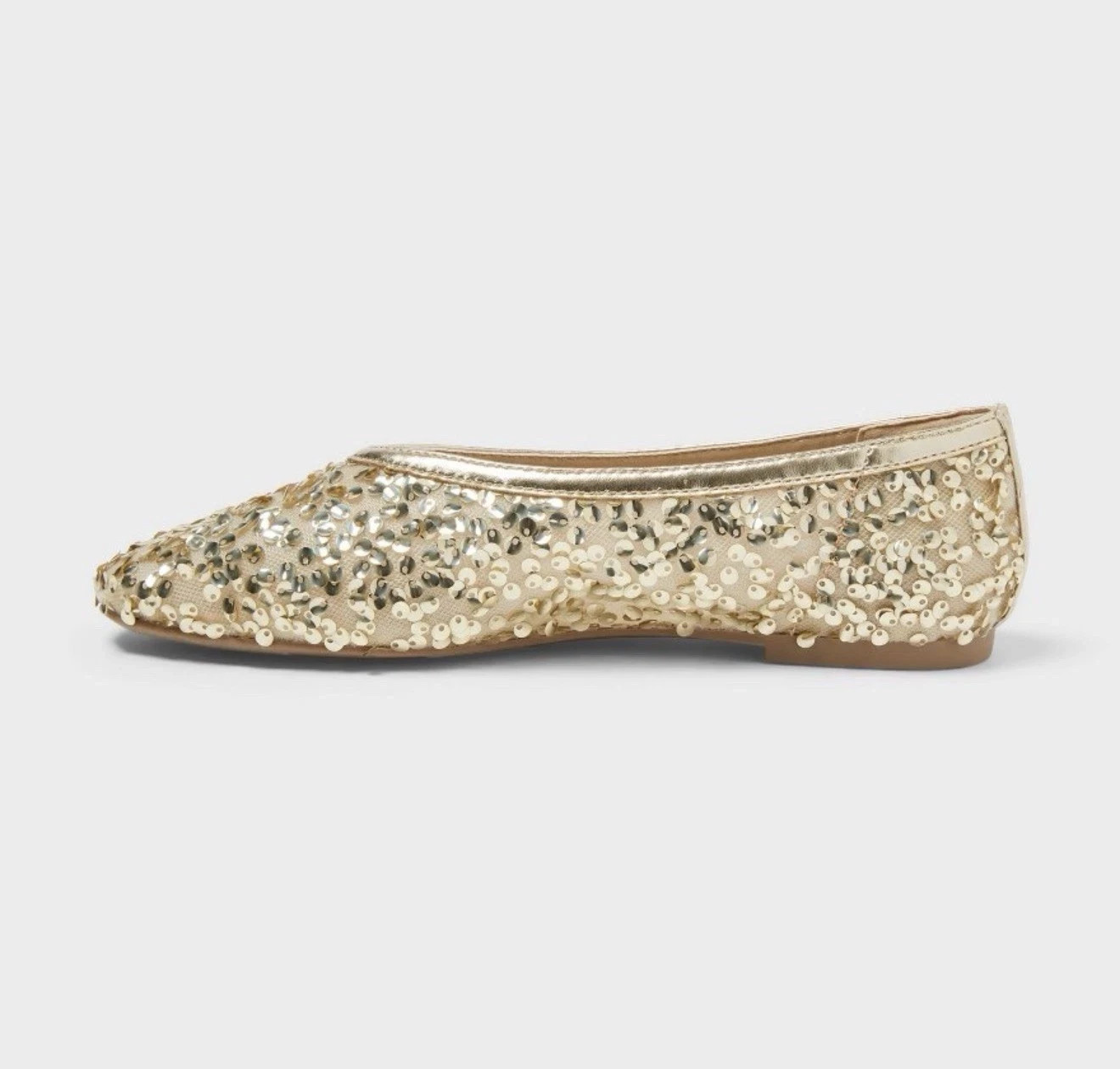 A New Day Gold Sequin Ballet Flats Round Toe Slip-On