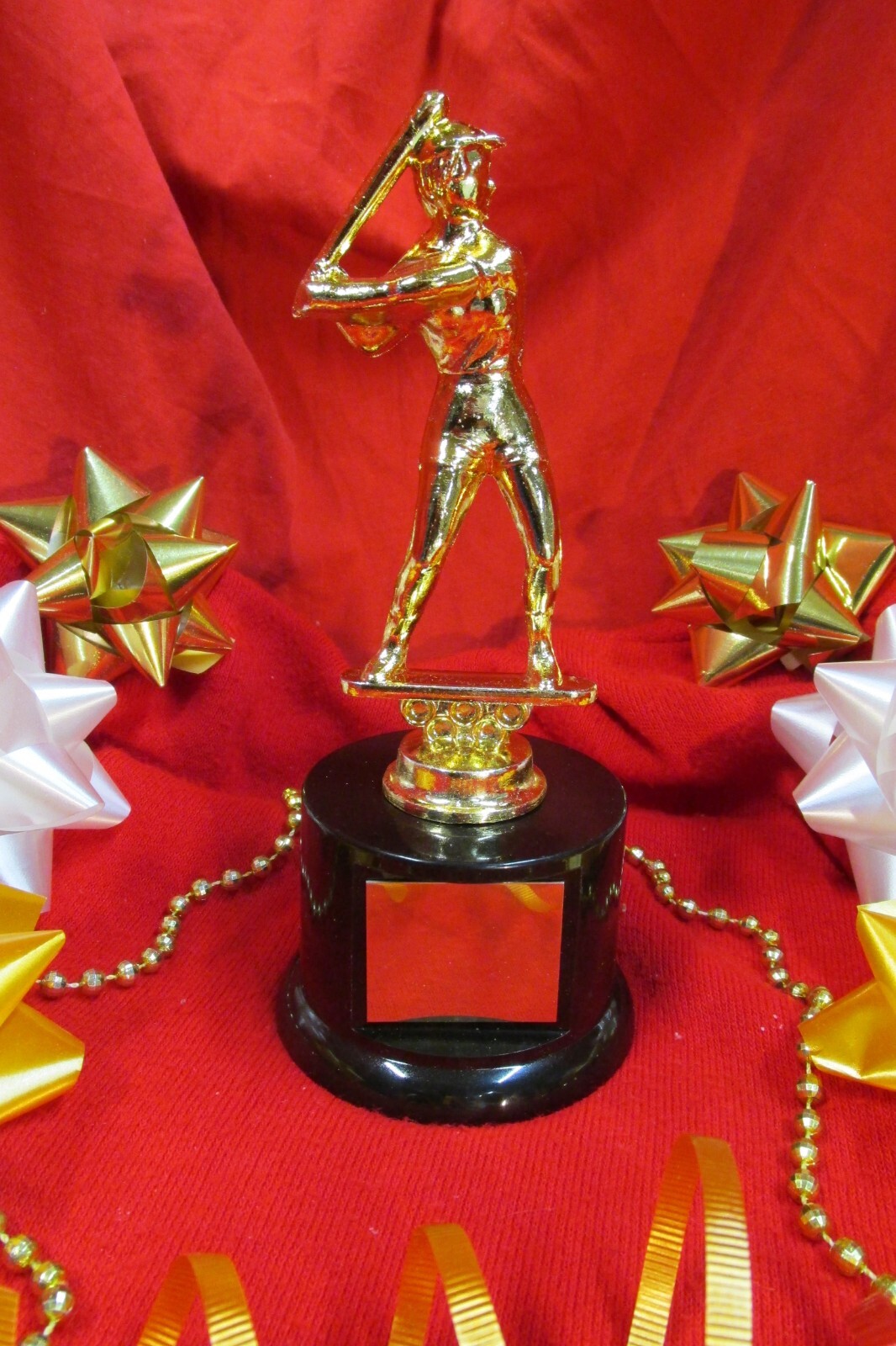 Metal-BASEBALL Figure Trophy Award Champion female, girls,#1 Black Base FastShip