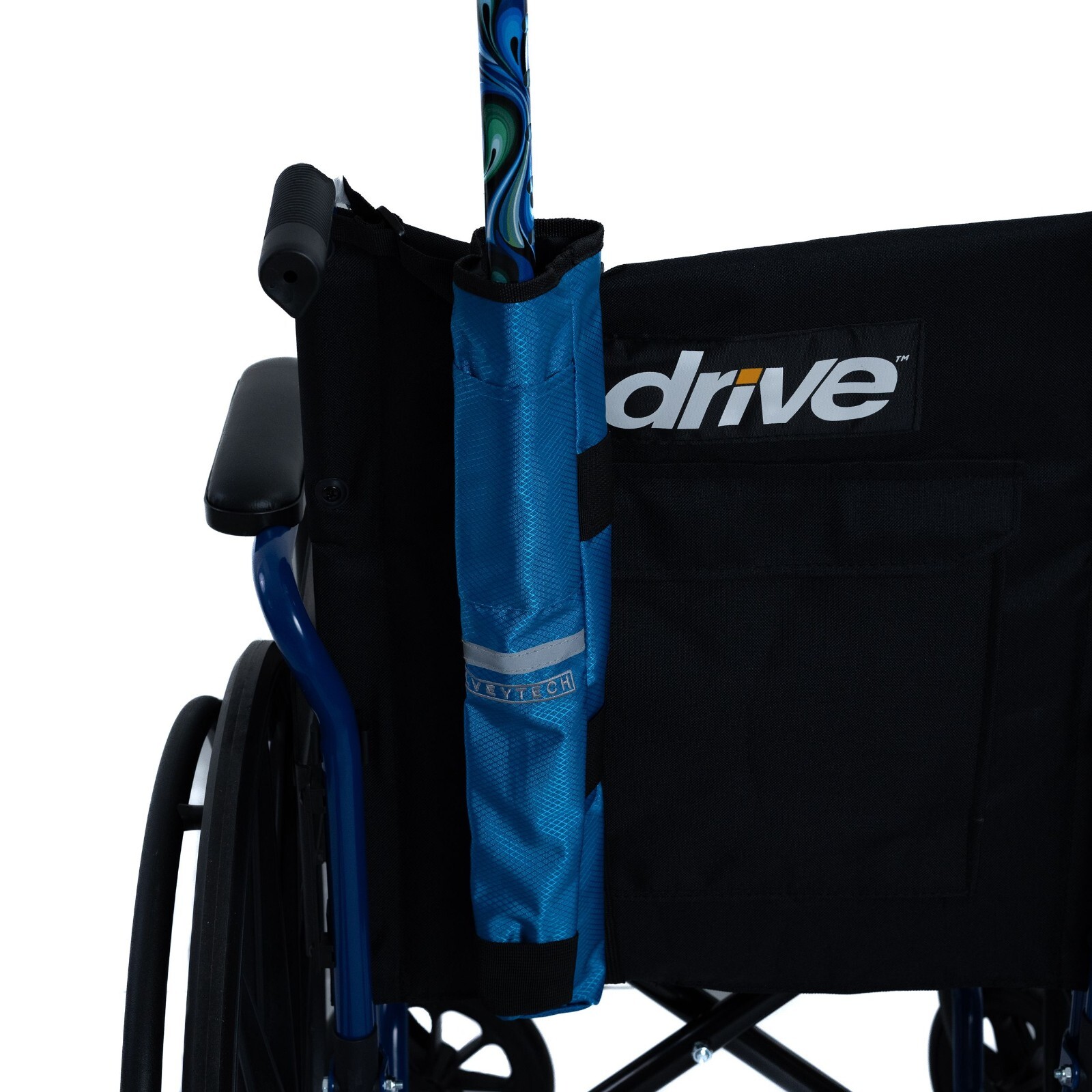 Universal Cane Holder for Mobility Scooters & Power Chairs - Blue