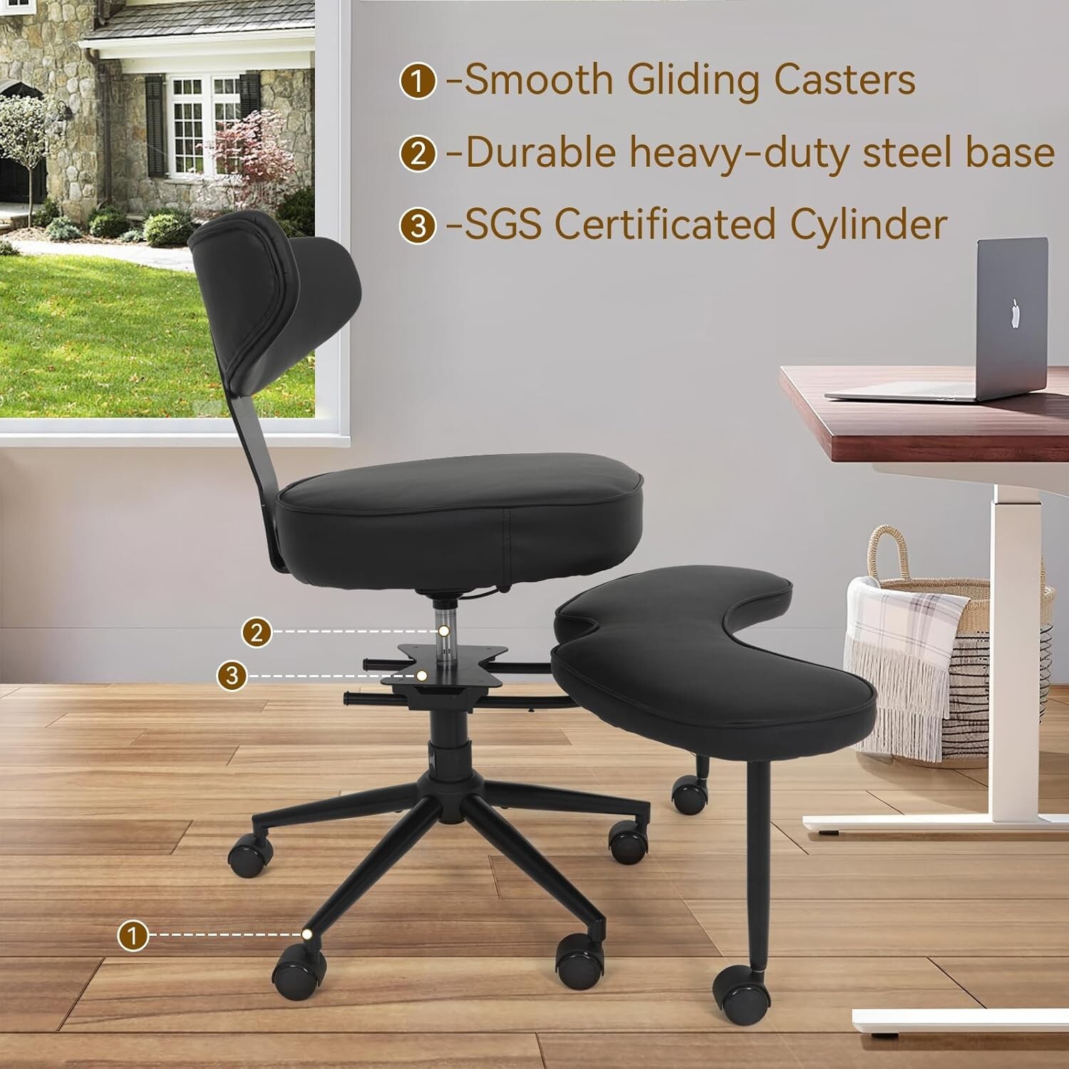 ELECWISH Criss Cross Legged Chair w/ Wheels Armless Swivel Office Desk Chair