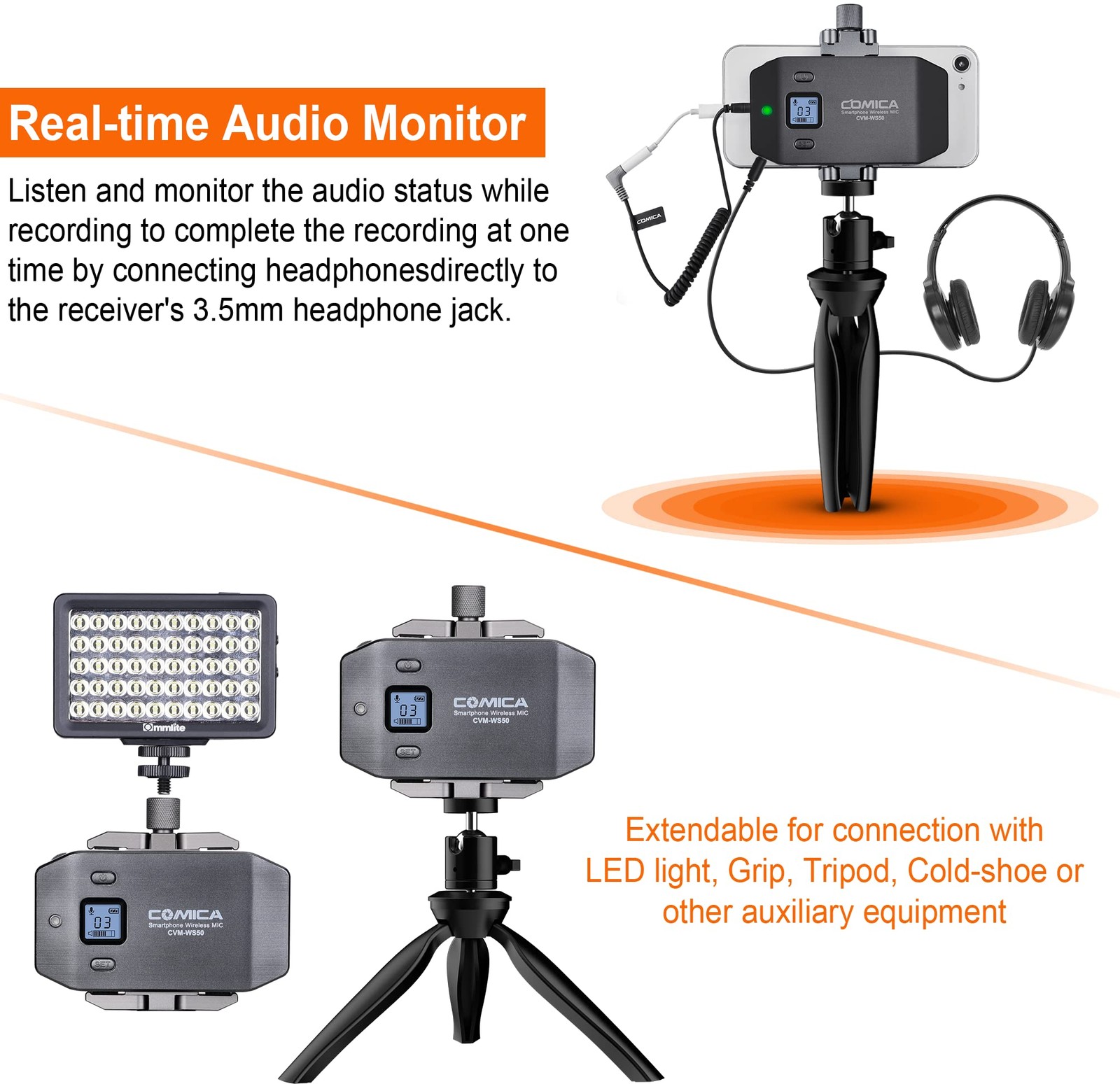 CVM-WS50 Wireless Handheld Microphone, Professional Handheld Interview Mic fo...