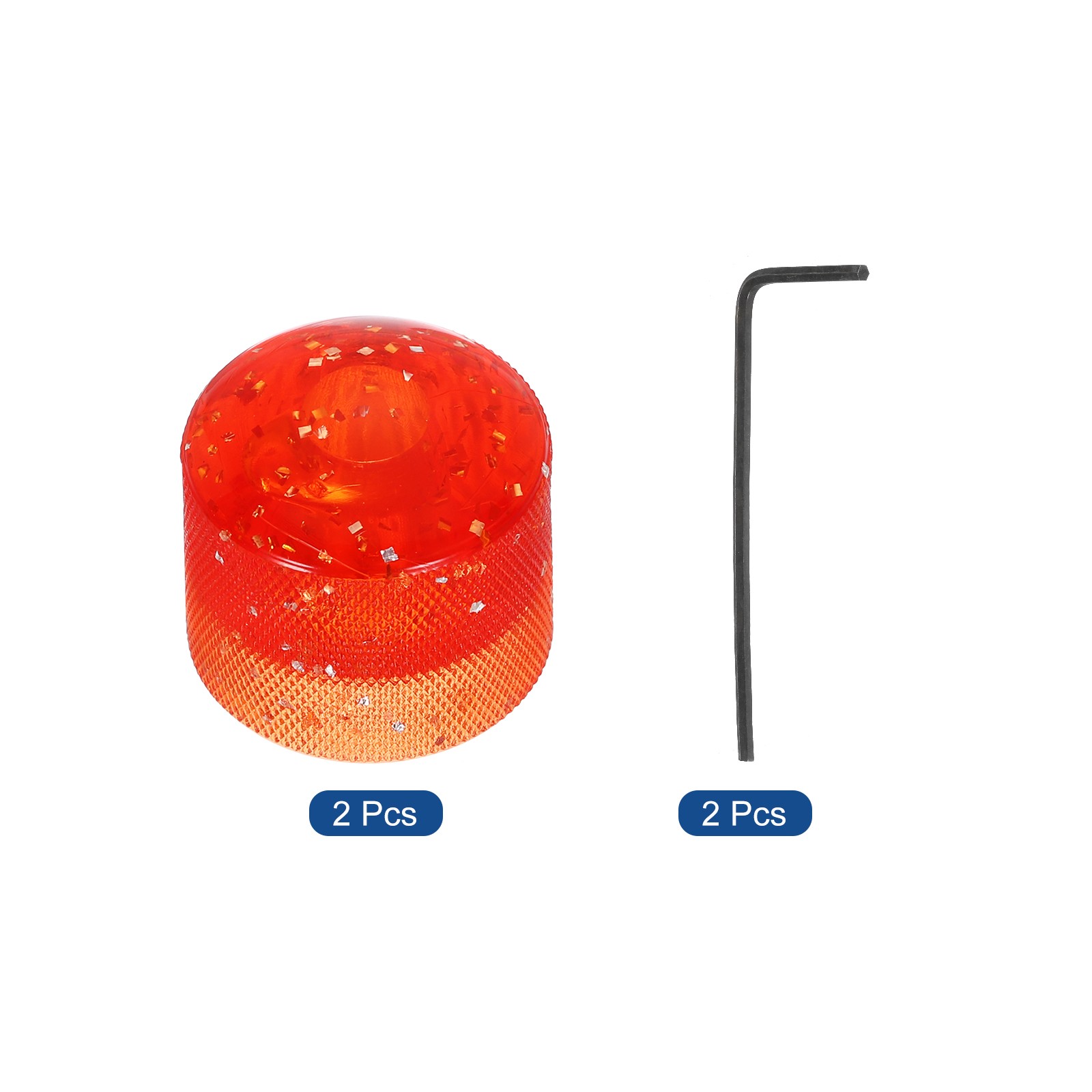 Dome Knobs Guitar Knob 6mm Flake Glitter Red with Inner Hexagon Spanner 2Pcs