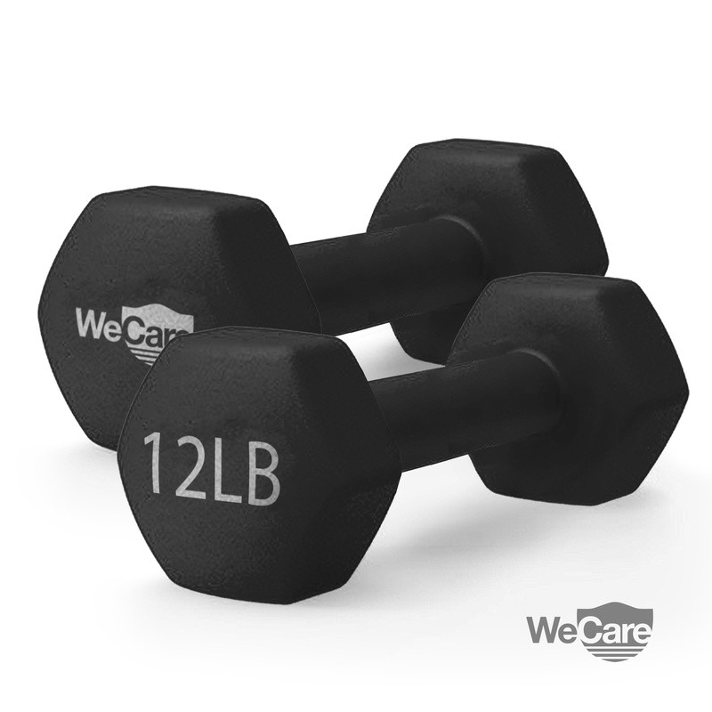 Neoprene Hex Dumbbells Set of 2 12 lb Anti-Roll Anti-Slip Weight Training New
