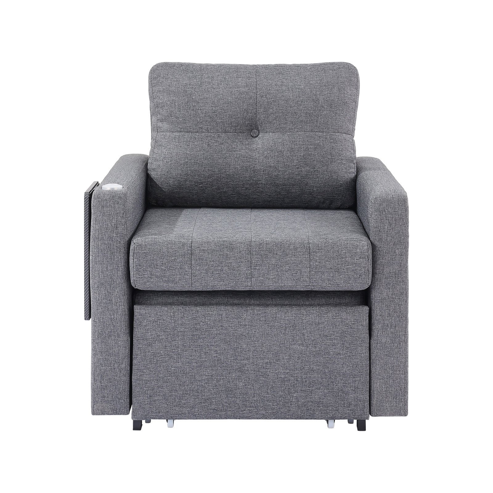 Convertible Sleeper Sofa Bed w/ Storage, Pillow, Desk, Wheels, Gray, 5-Position