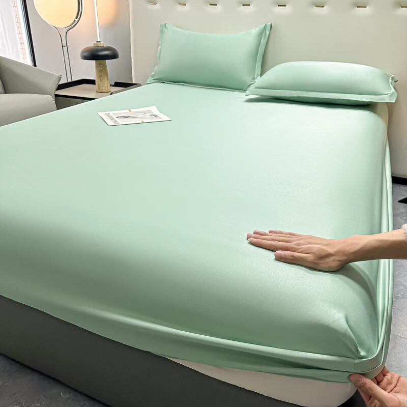 1 Piece Satin Fitted Sheet Only Classic Luxury Silky Soft Bed Sheet Solid Color